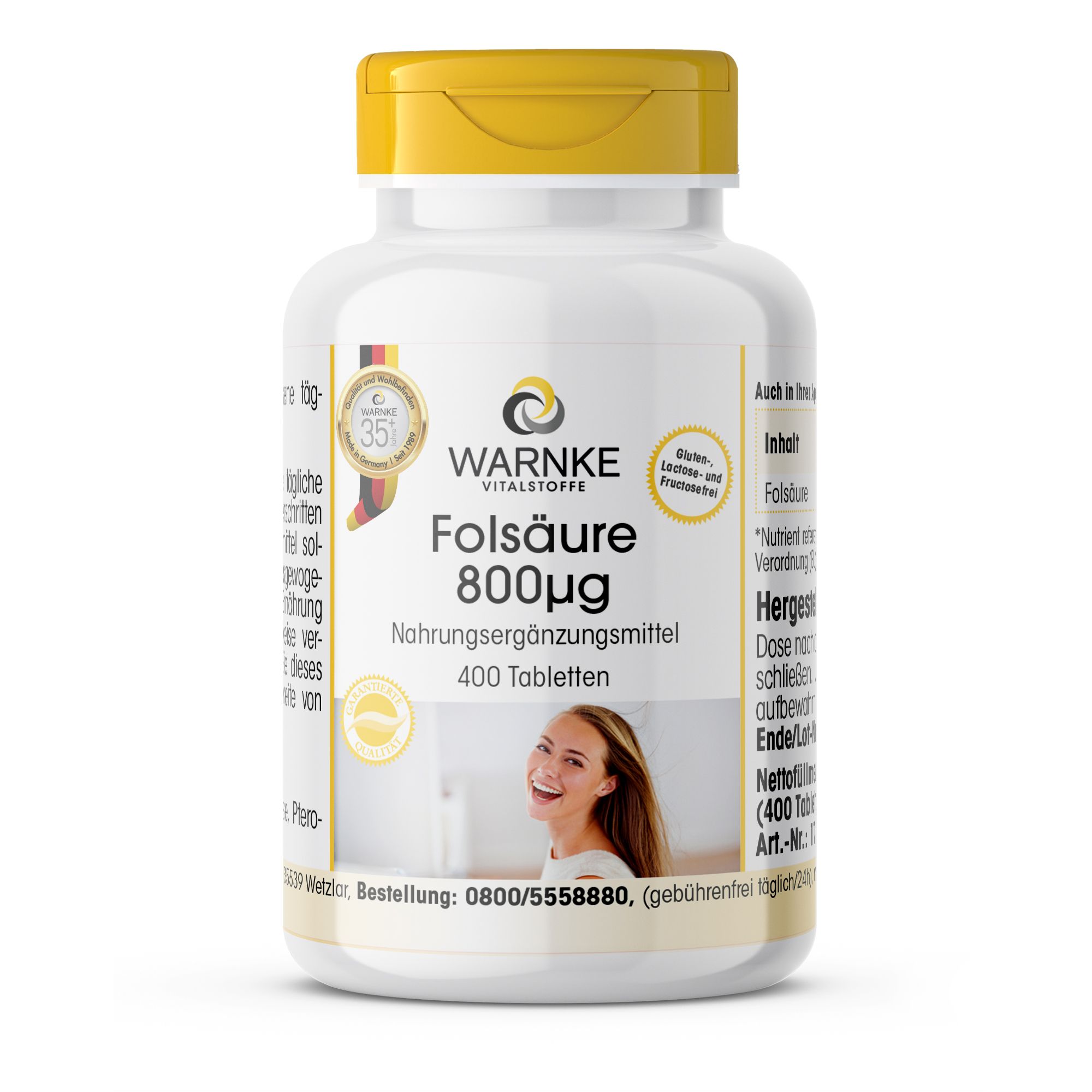 Warnke Vitalstoffe | Folsäure 800 µg 400 St Tabletten