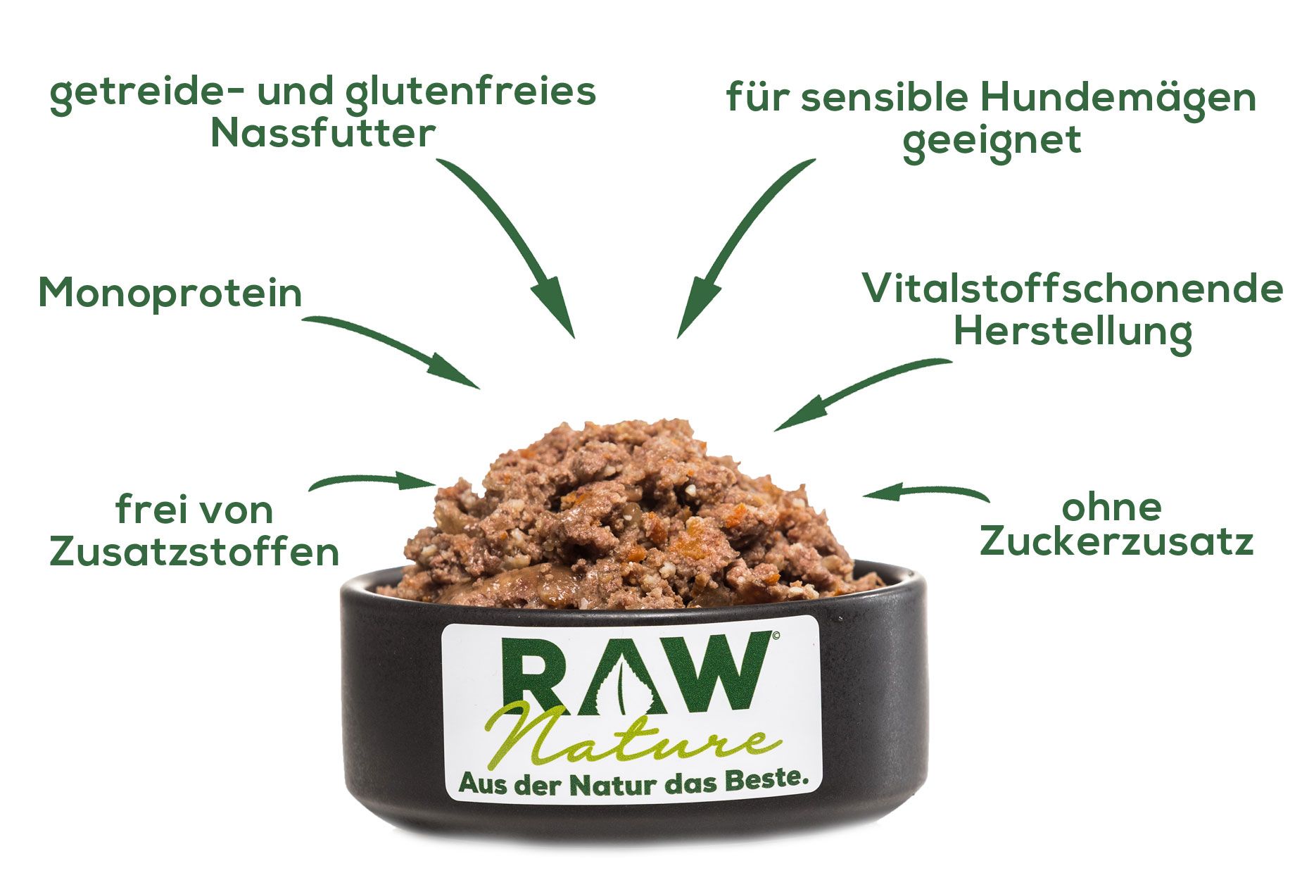 RAW Nature Nassfutter Ente Pur mit Hirse & Birne, getreidefrei