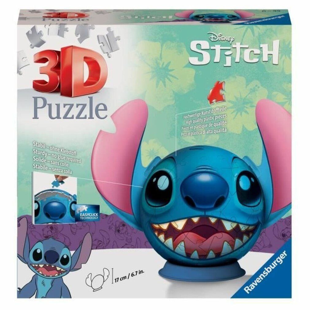 Ravensburger Ravensburger 11574 Puzzle Disney Stitch Puzzle Ball mit Ohren 3D 72 Teile