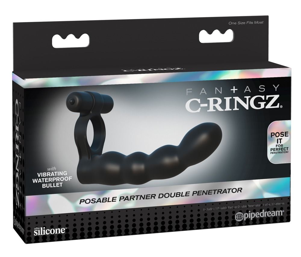 Verpackung für Fantasy C-Ringz, Posable Partner Double Penetrator, mit Produktabbildung.