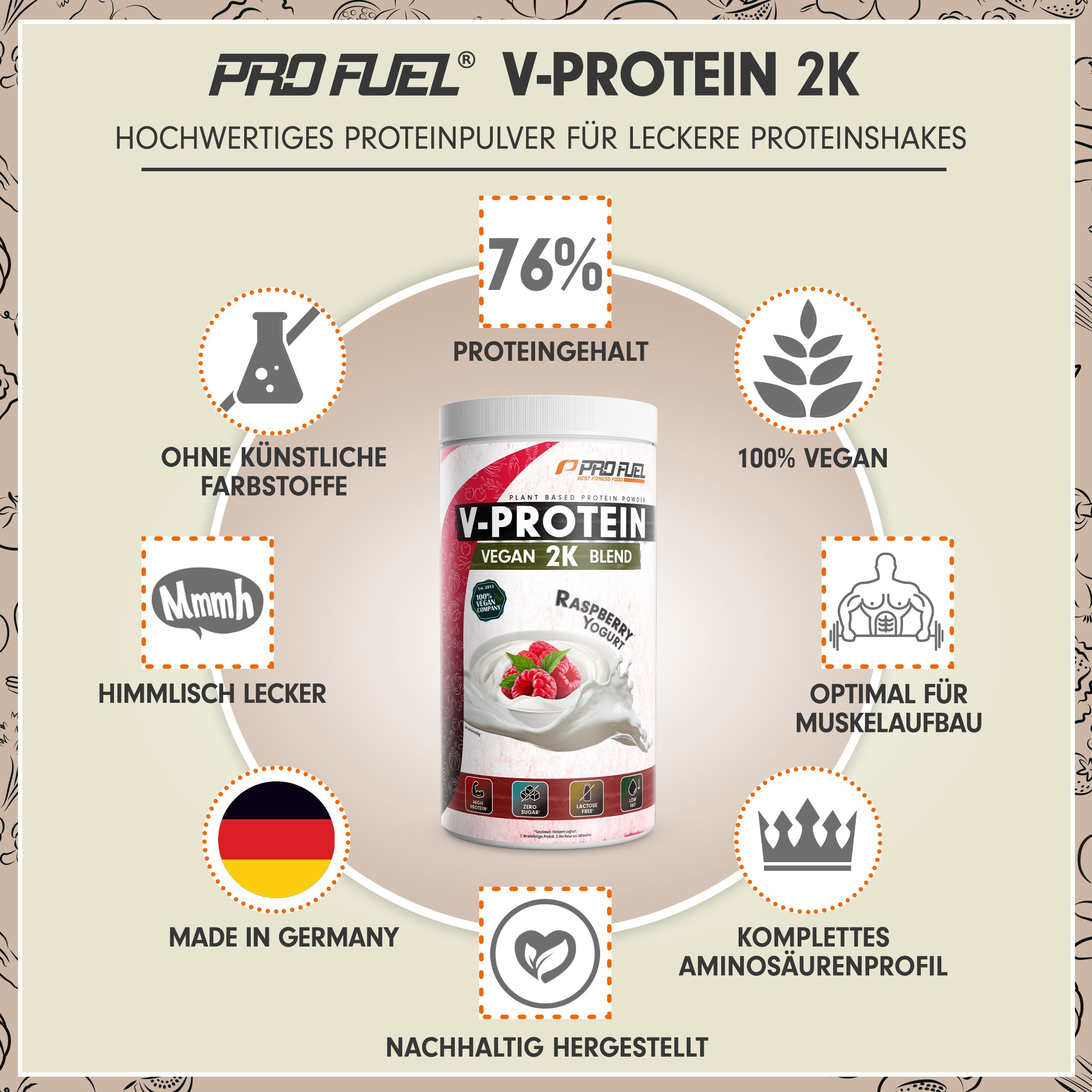 ProFuel - V-Protein 2K (Erbsen- & Reisprotein) 1000 g Pulver