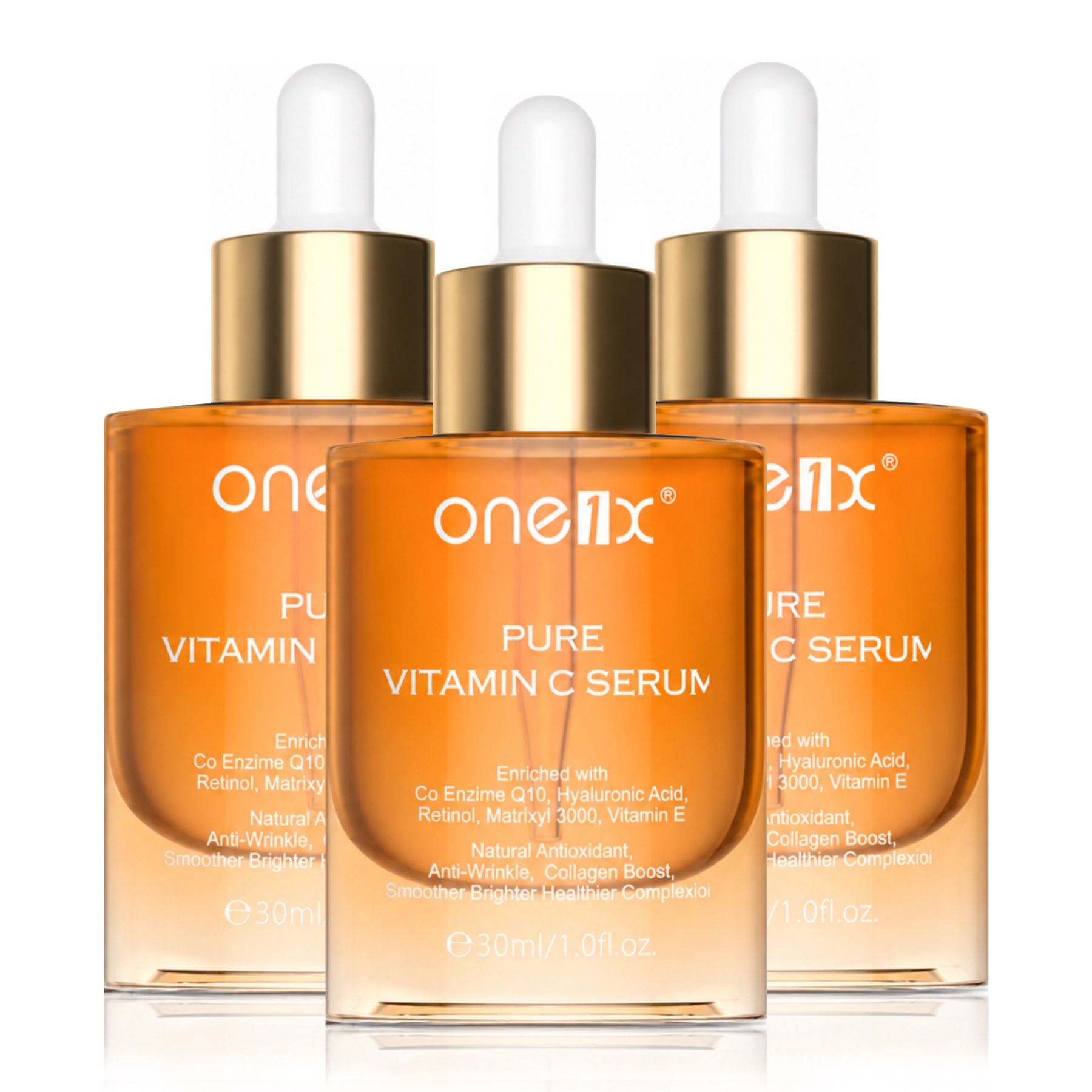 P-beauty Gesichtsserum mit Peptide Hyaluronsäure Retinol Vitamin C E 3x30 ml Serum