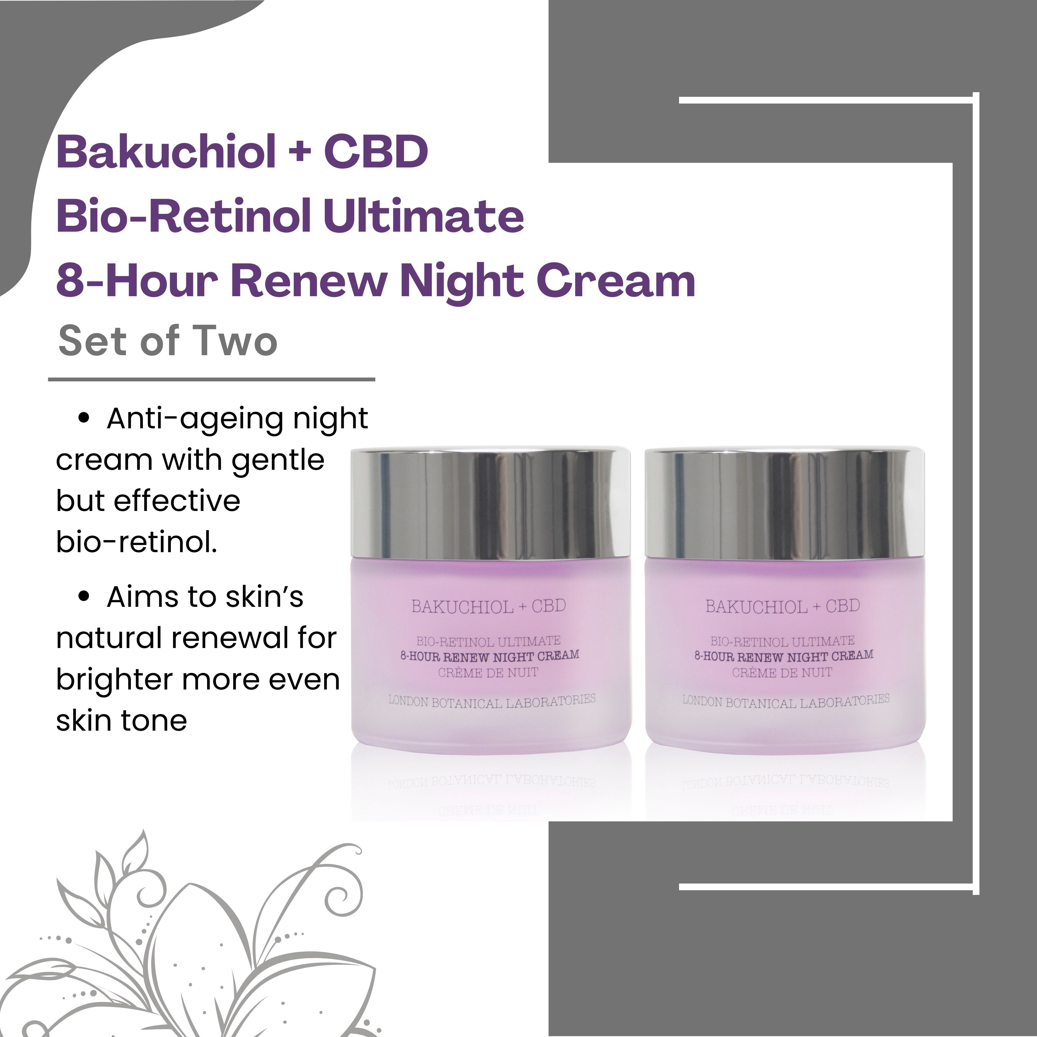 London Botanical Laboratories Bakuchiol + CBD Bio-Retinol Nachtcreme Duo