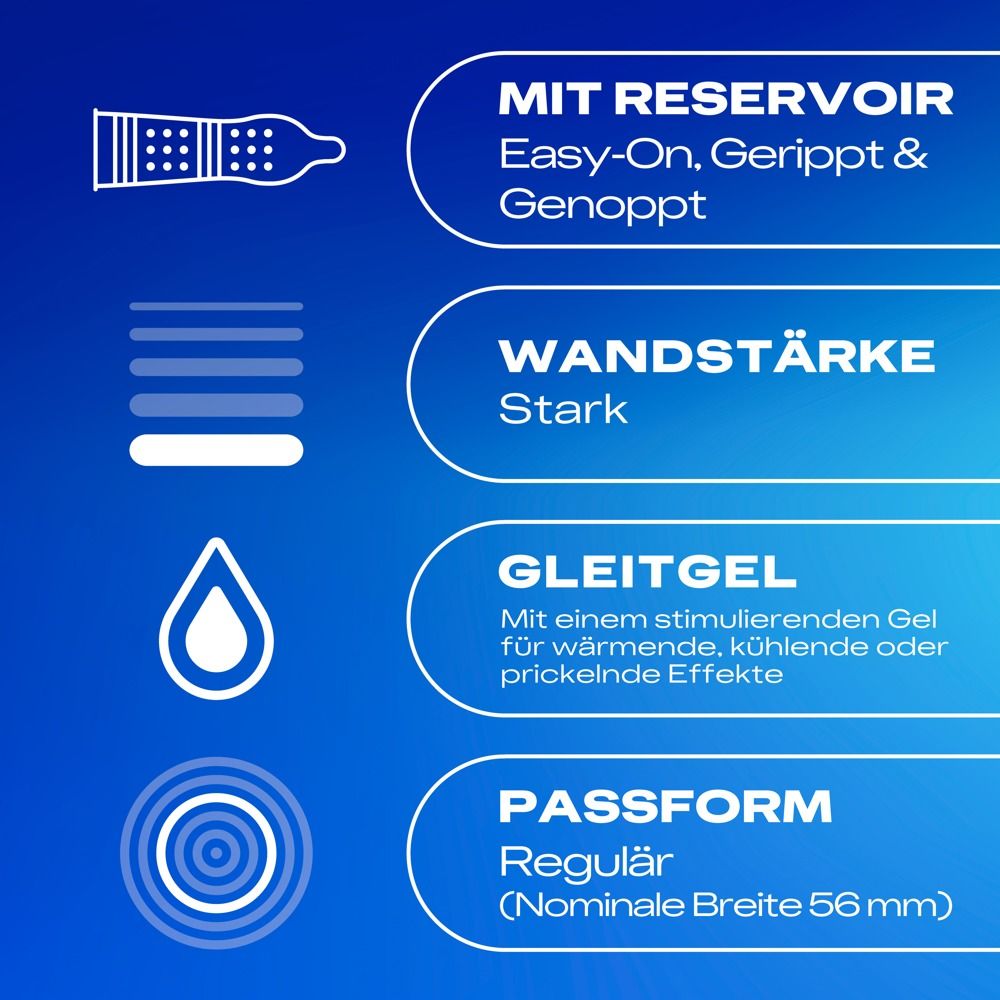 Durex Intense Kondompackung (22 Stück) mit einem einzelnen Kondom.