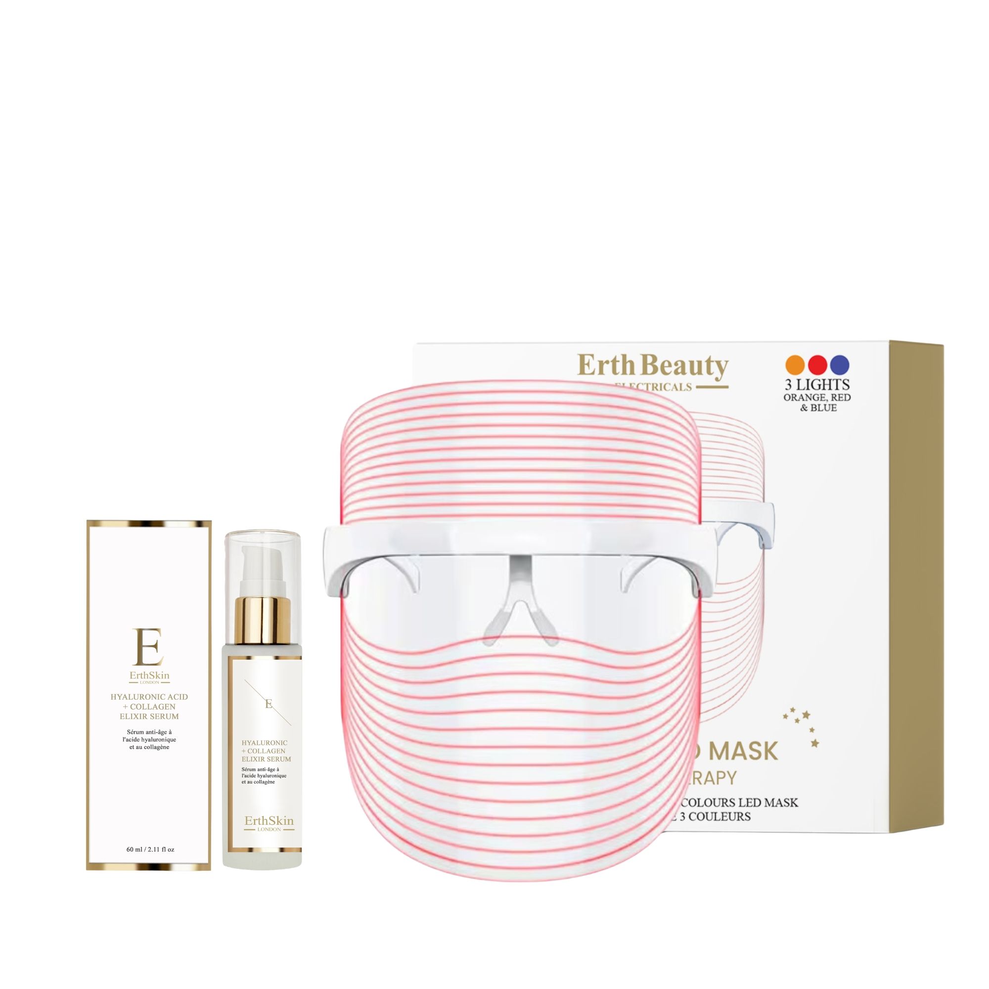 ErthSkin London Maschera LED 3 Colori Duo Acido Ialuronico Collagene