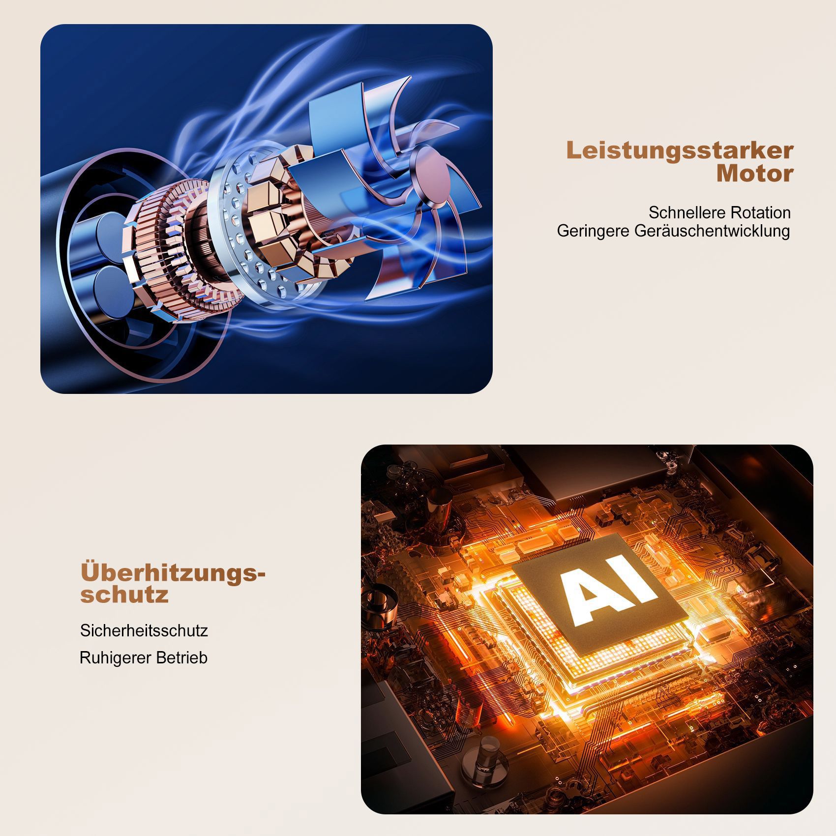 COOL-i Airstyler 8 in 1, 1400W Heißluftbürste mit Diffusor & Lockenaufsatz, 4 Temperaturen, 3 Stufen