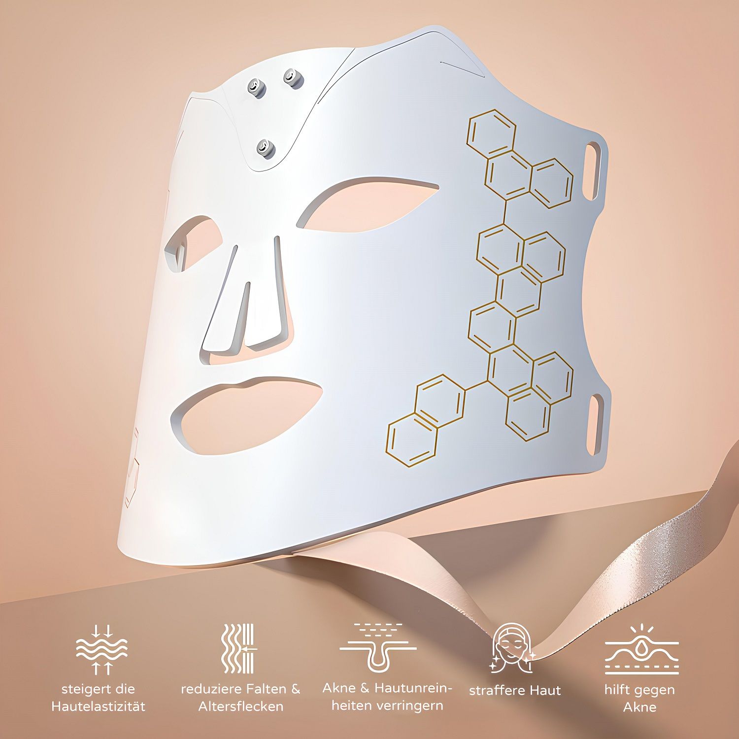 COOL-i LED Gesichtsmaske,4 Lichtfarben,Infrarot,kabellos, mit 10 Min.Timer