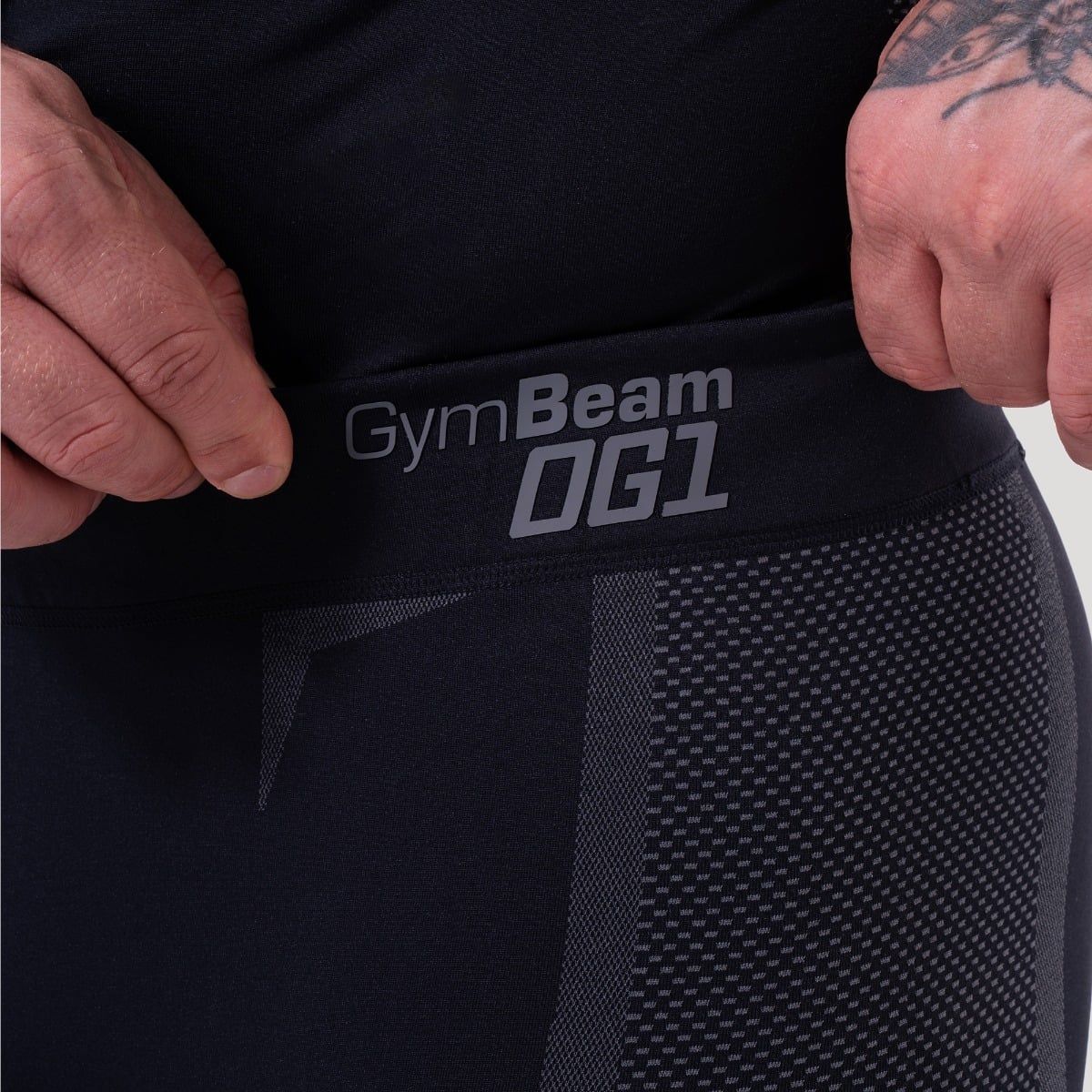 GymBeam Leggings Herren slim nahtlos Schwarz/Grau