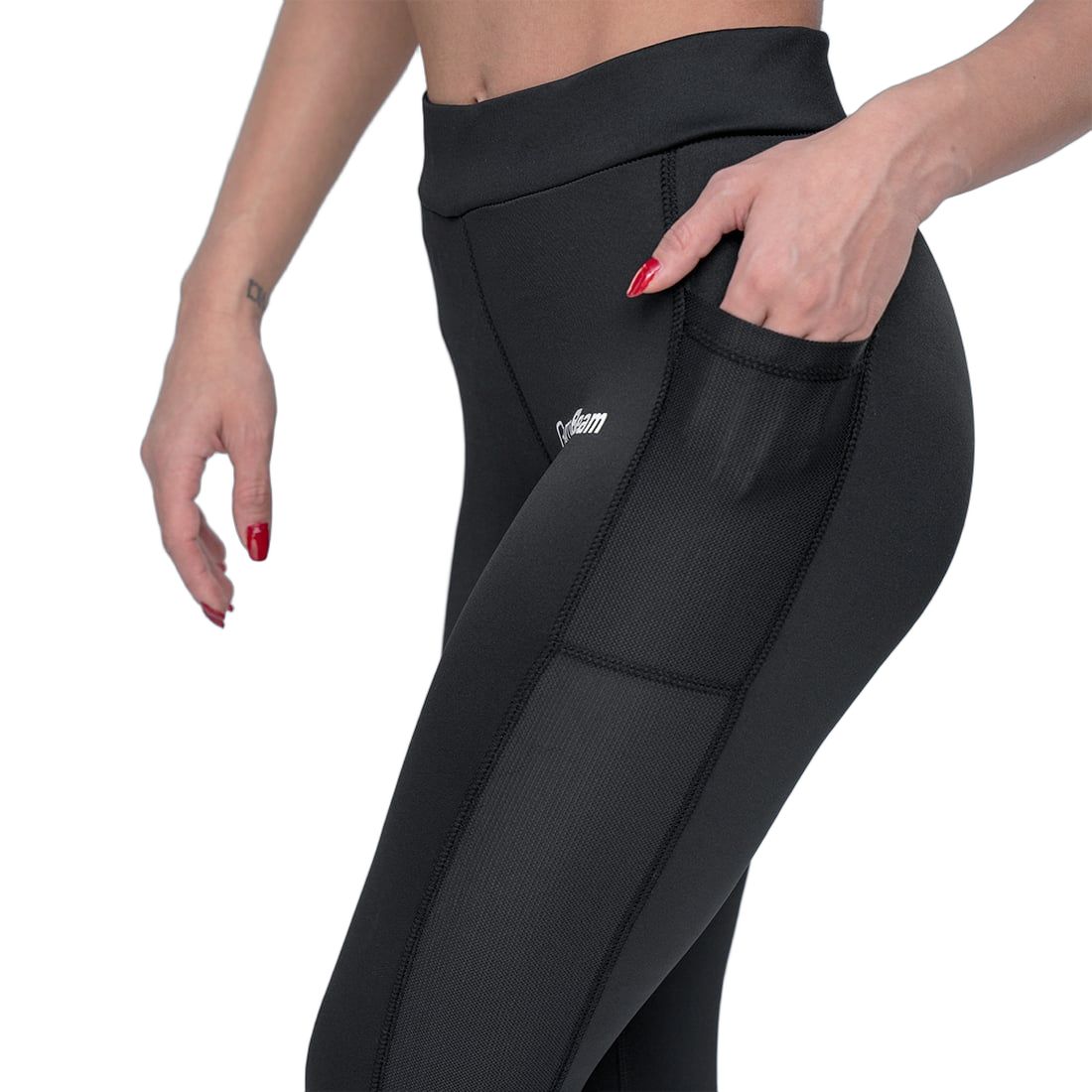 GymBeam Leggings Damen Mesh Black mit langem Bein und Taschen