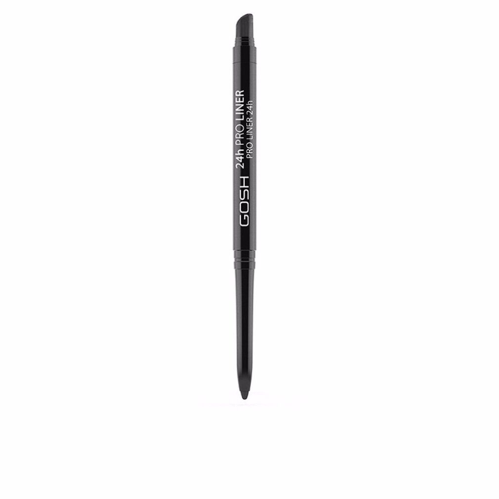 Schwarzer Eyeliner. Aufschrift: GOSH 24h Pro Liner. Schwarze Mine, schwarzer Stift.