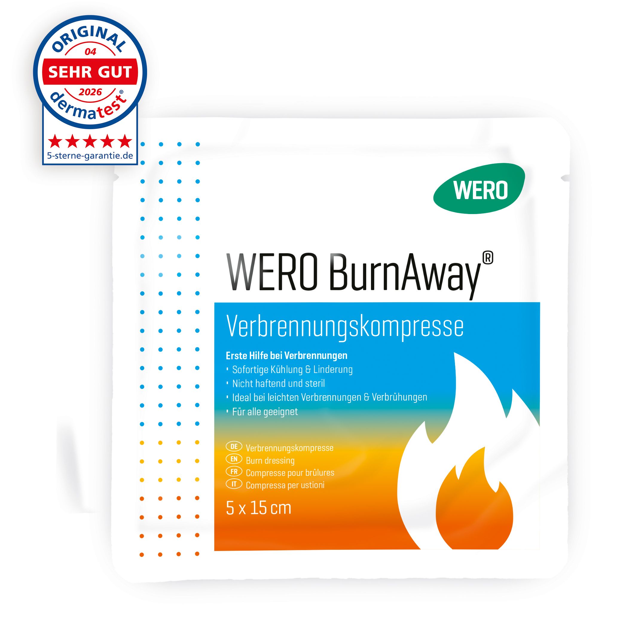 WERO BurnAway Verbrennungskompresse 5 x 15 cm