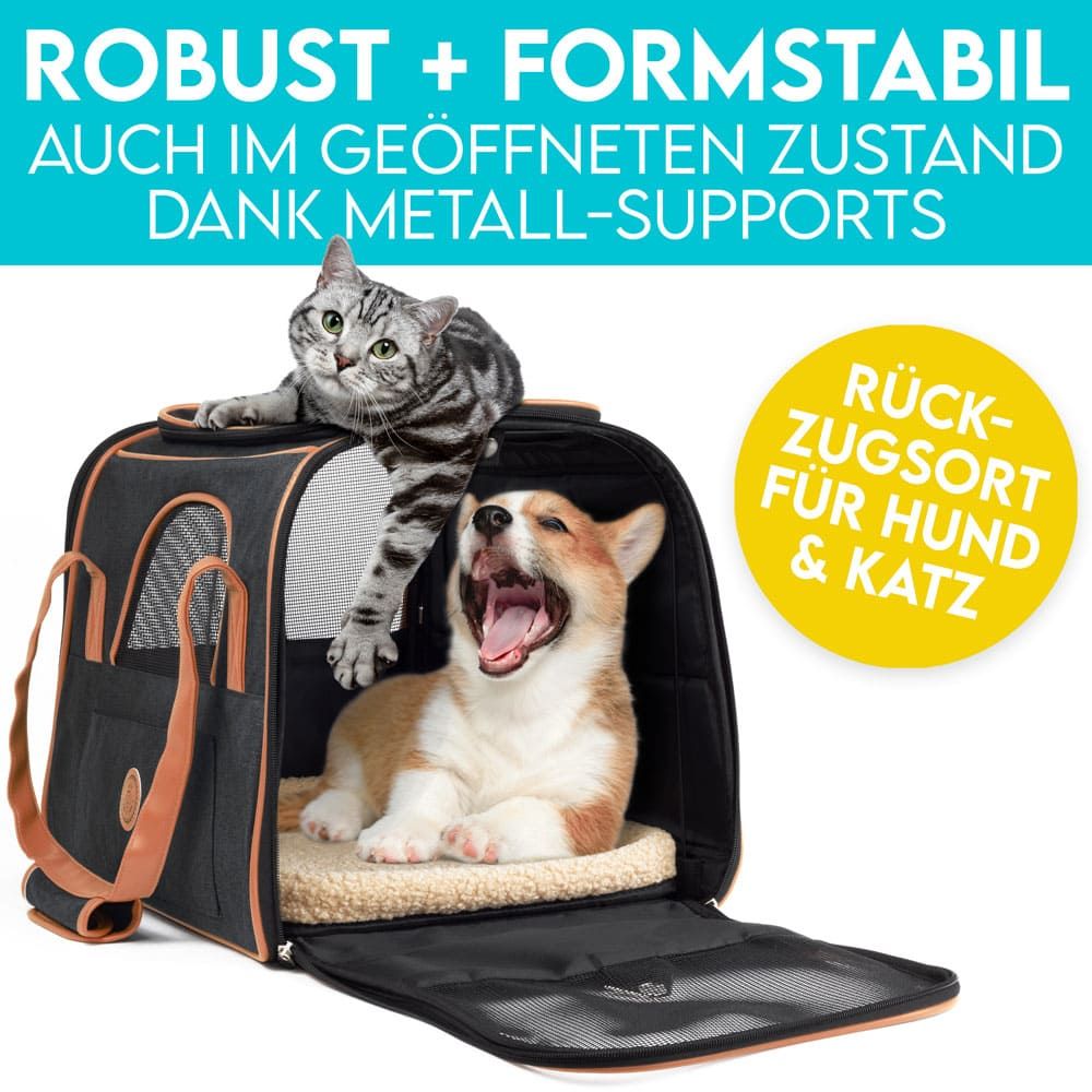HUND IST KÖNIG® Hundetasche Katzentasche bis 8kg | robust & formstabil | faltbar & platzsparend