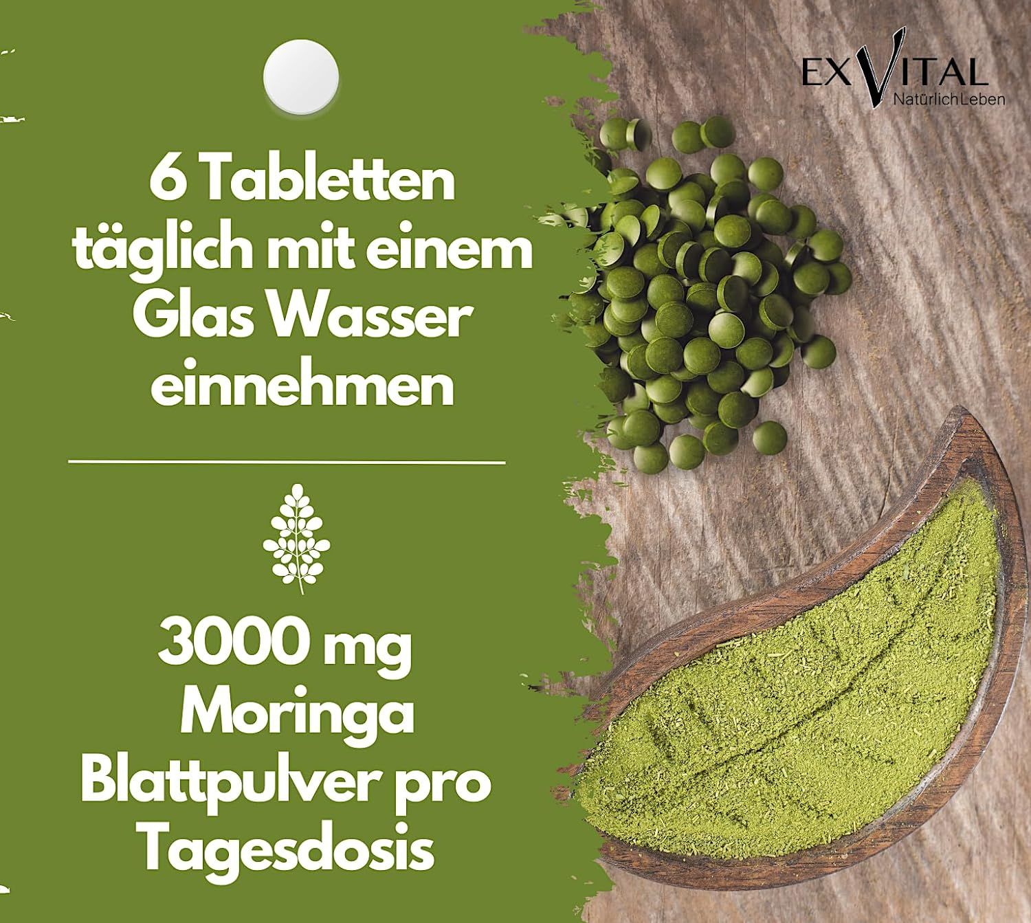 EXVital® BIO Moringa Tabletten - 3000mg Oleifera 90 g Presslinge