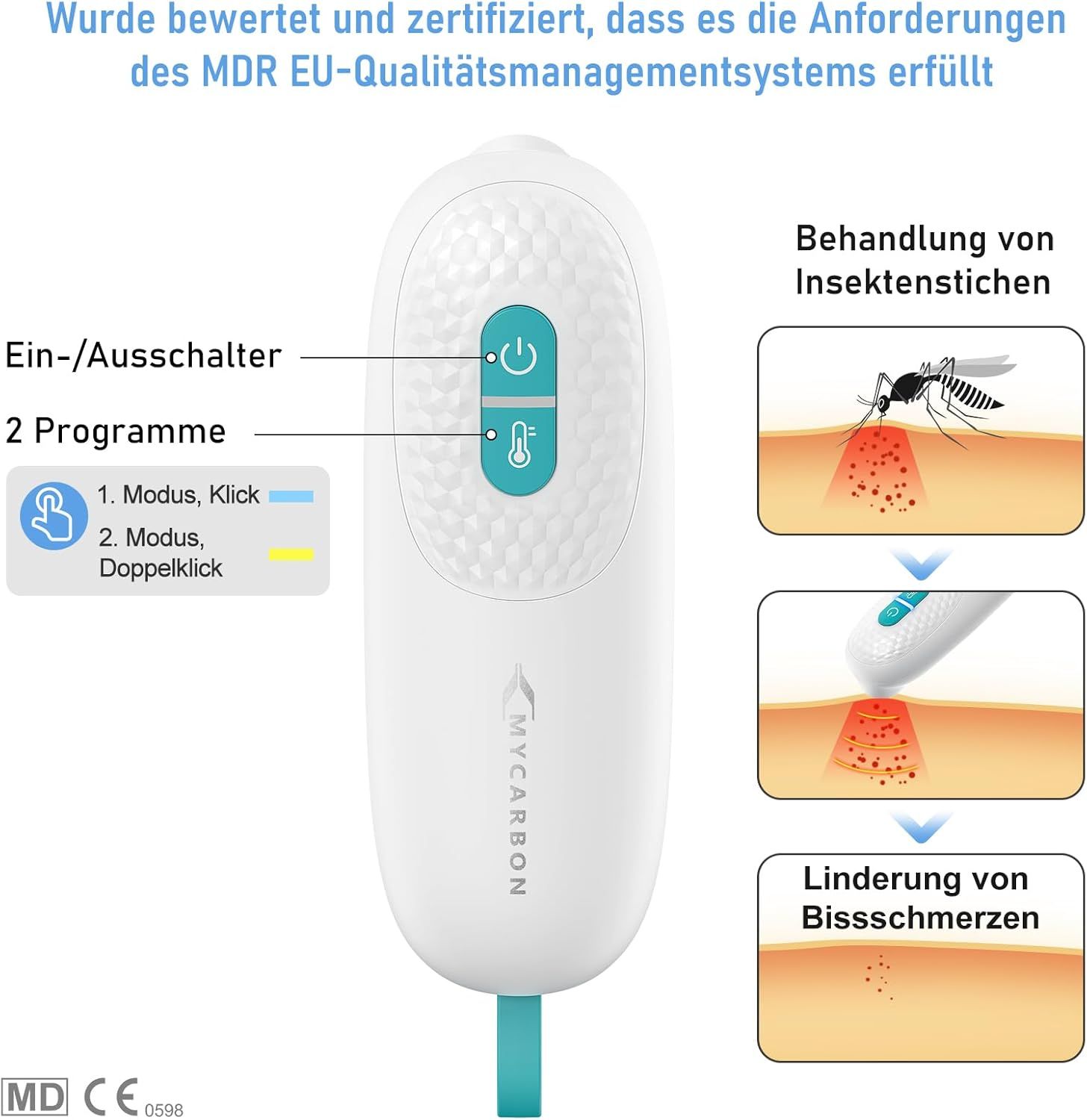 MYCARBON Insektenstichheiler, klein und handlich Mückenstich Hitzestift