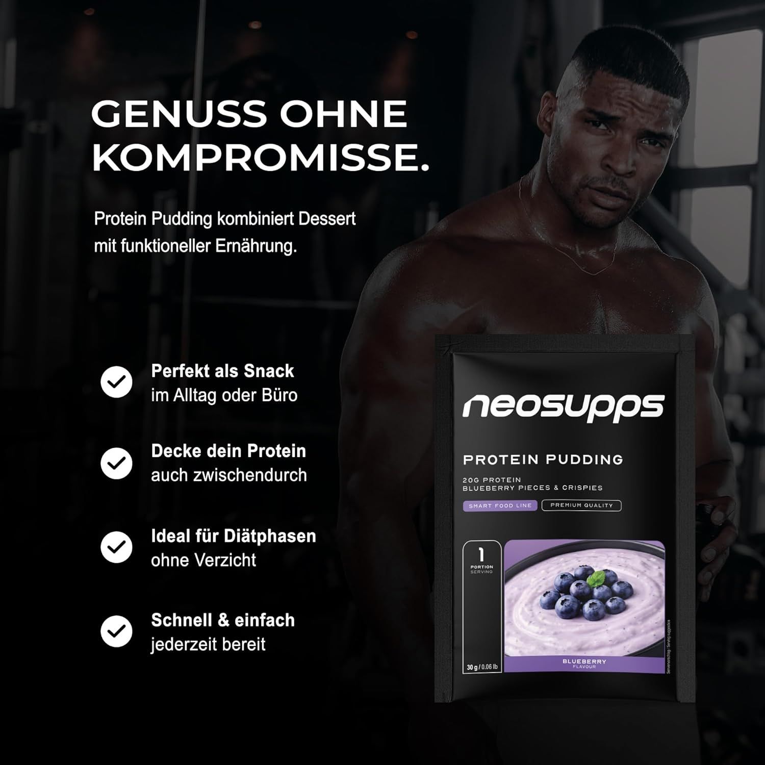 Neosupps, Pudding Blueberry, Eiweißpudding, High Protein Dessert