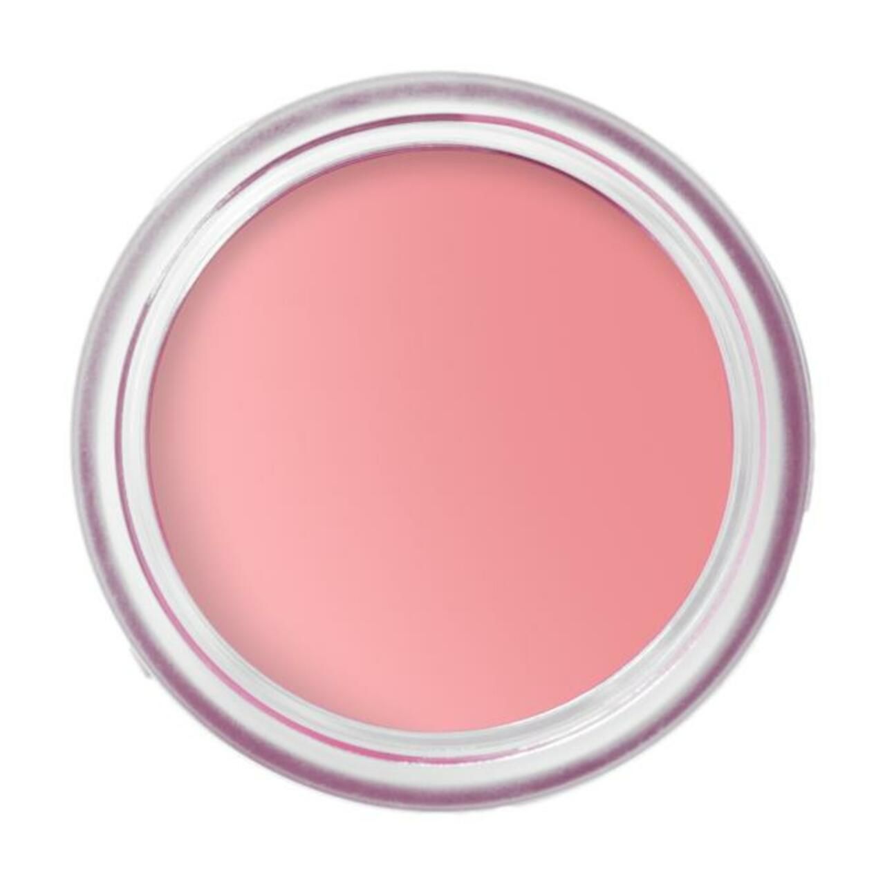 Runder, rosafarbener Rouge Velvet Matte in einem transparenten Behälter. Der Behälter hat einen silbernen Rand.