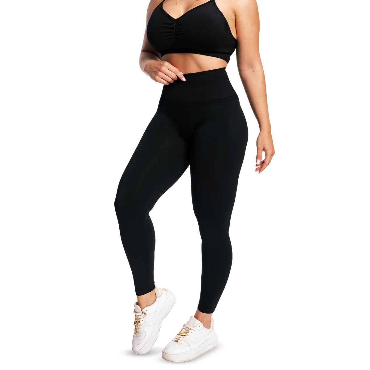 GymBeam Leggings Damen Seamless mit hoher Taille in Schwarz