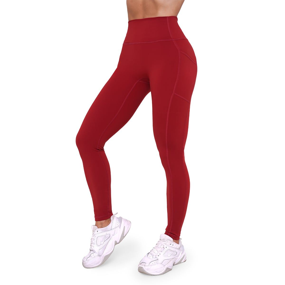 GymBeam Leggings Damen mit hoher Taille, Seitentaschen und Ignite Modell Dunkelrot