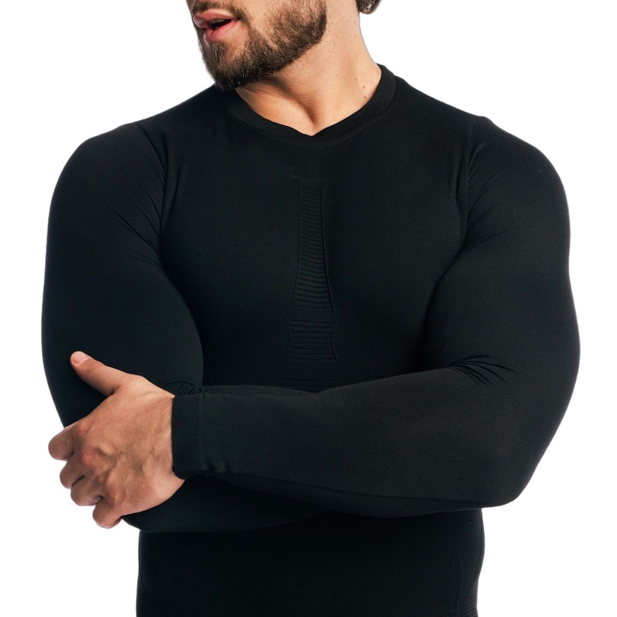 GymBeam Langarmshirt Herren Slim nahtlos in Black
