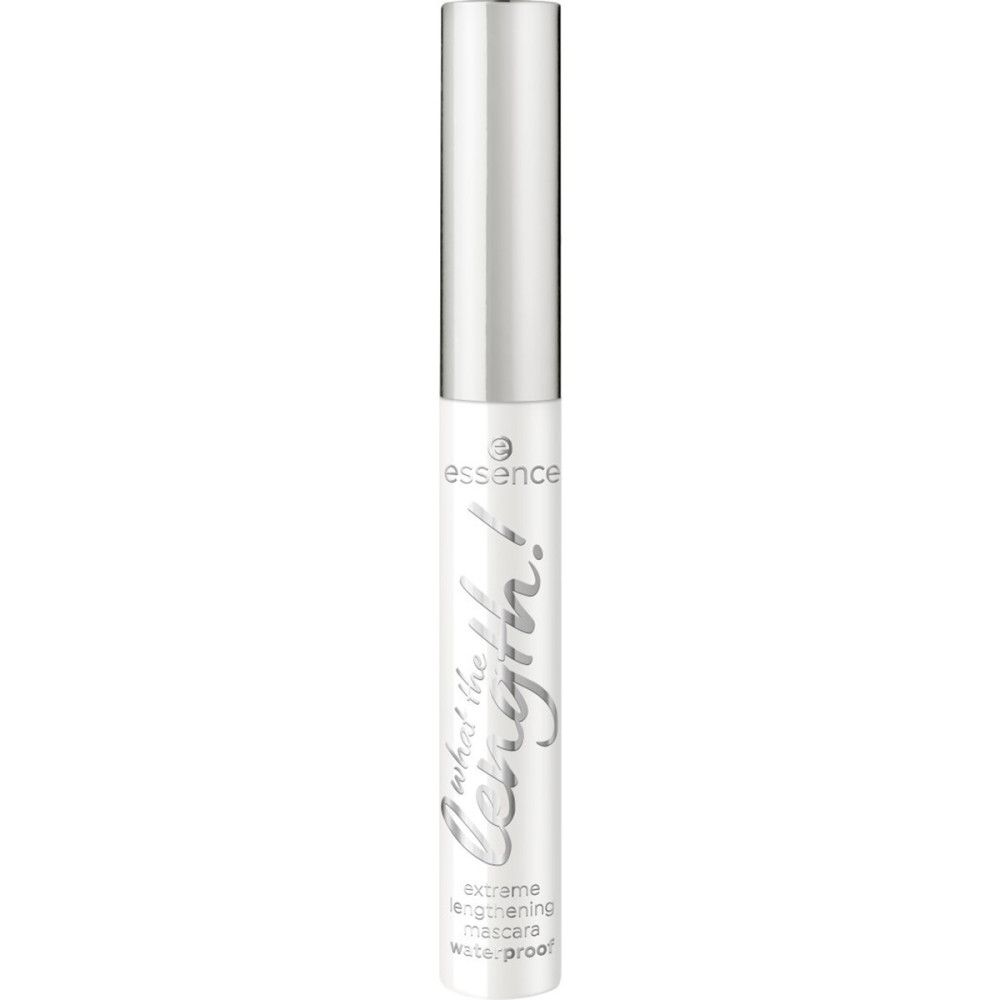 Essence Wimpernwachstumsserum: Geschlossenes Fläschchen. Weißer Behälter mit silberner Schrift.