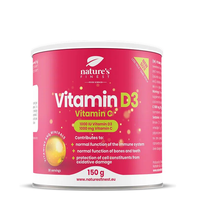 Nature's Finest Vitamina D3 + Vitamina C polvere per un forte sistema immunitario