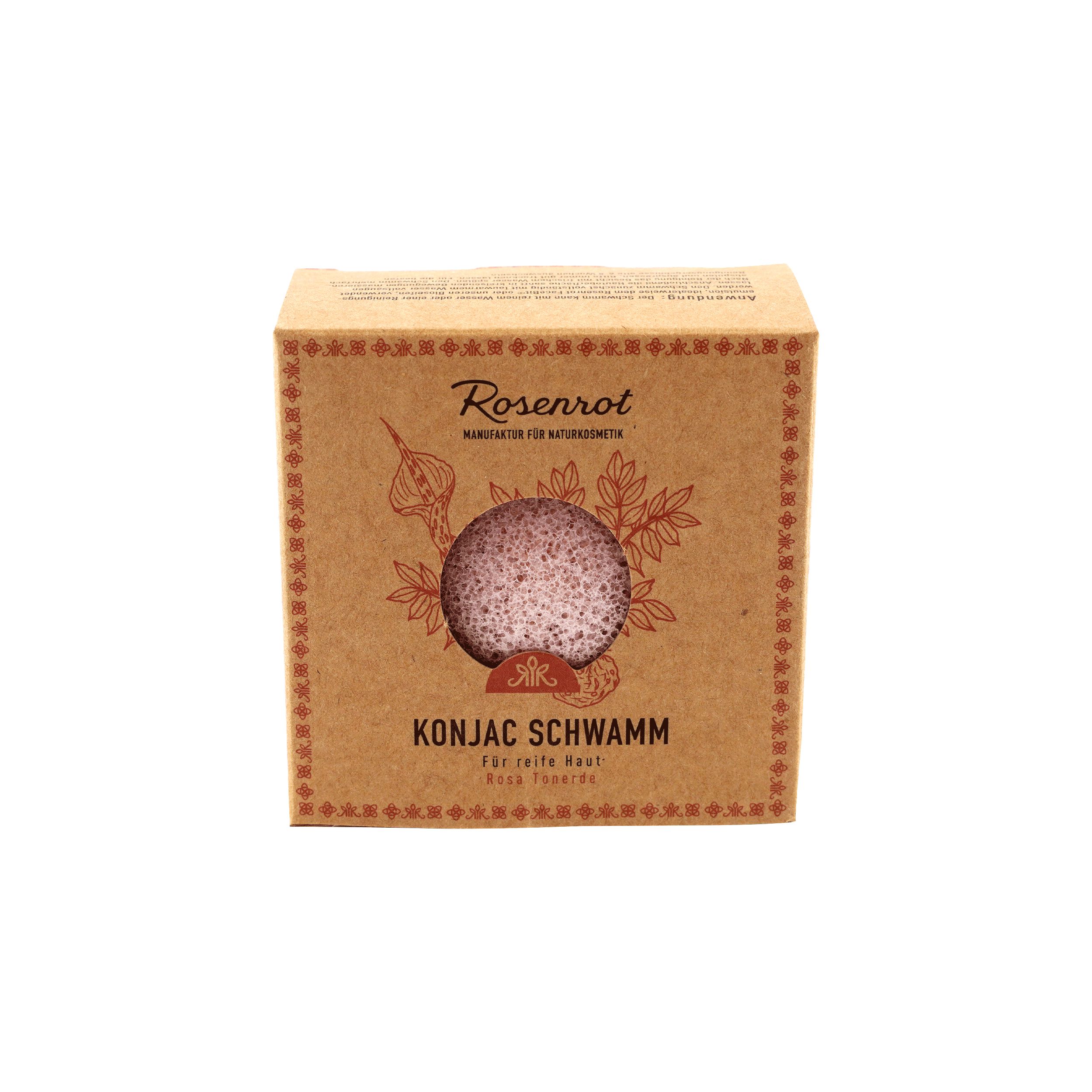 Rosenrot Naturkosmetik - Konjac Schwamm Rosa Tonerde - Für reife Haut - Gesichtsreinigung
