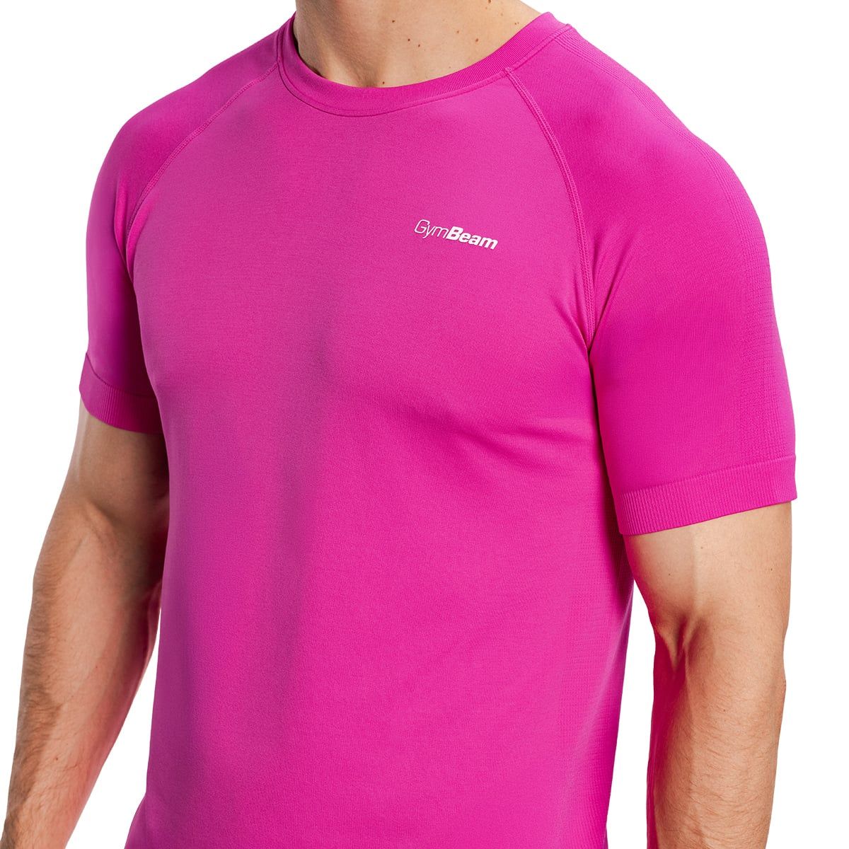 Männer-Laufshirt in Pink mit Raglanärmeln und dezentem Logo.
