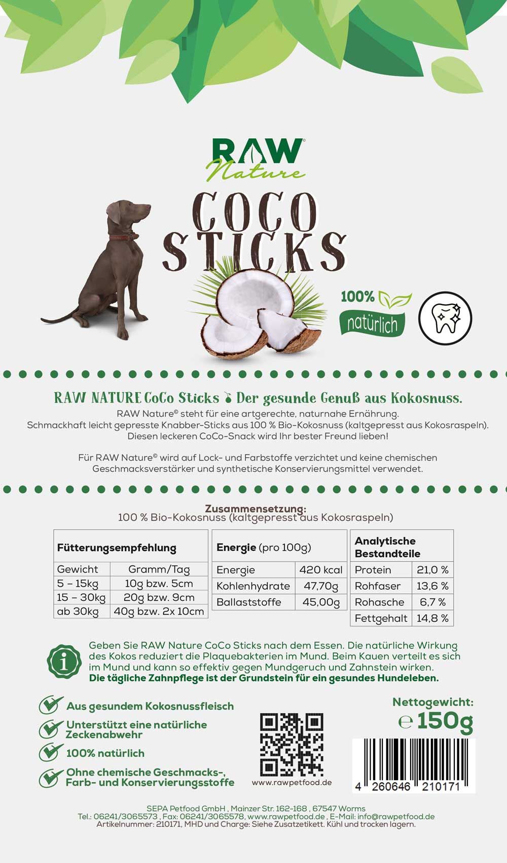 RAW Nature Kokos-Sticks Hundesnack