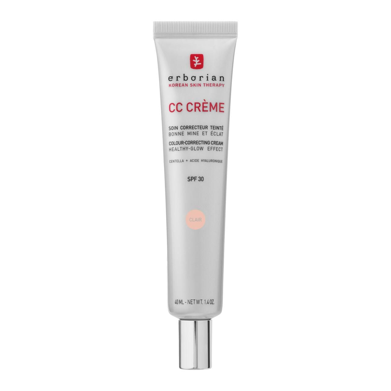 Erborian CC Creme Clair SPF 30 Tube mit silbernem Verschluss.
