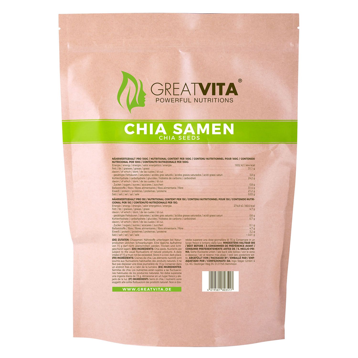 GreatVita Chia Samen 1000 g