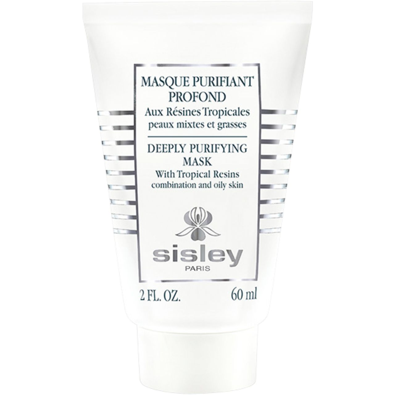 Weiße Tube mit schwarzer Schrift. Produktname: Masque Purifiant Profond. Marke: Sisley. Volumen: 60 ml.