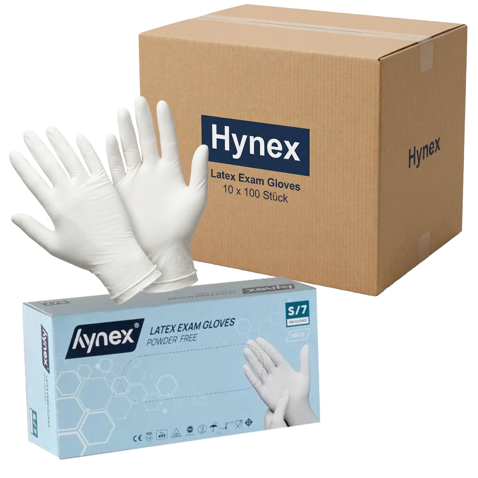 Hynex Latex med.Unt.Handschuh unste.puderfrei S 1000 St Handschuhe