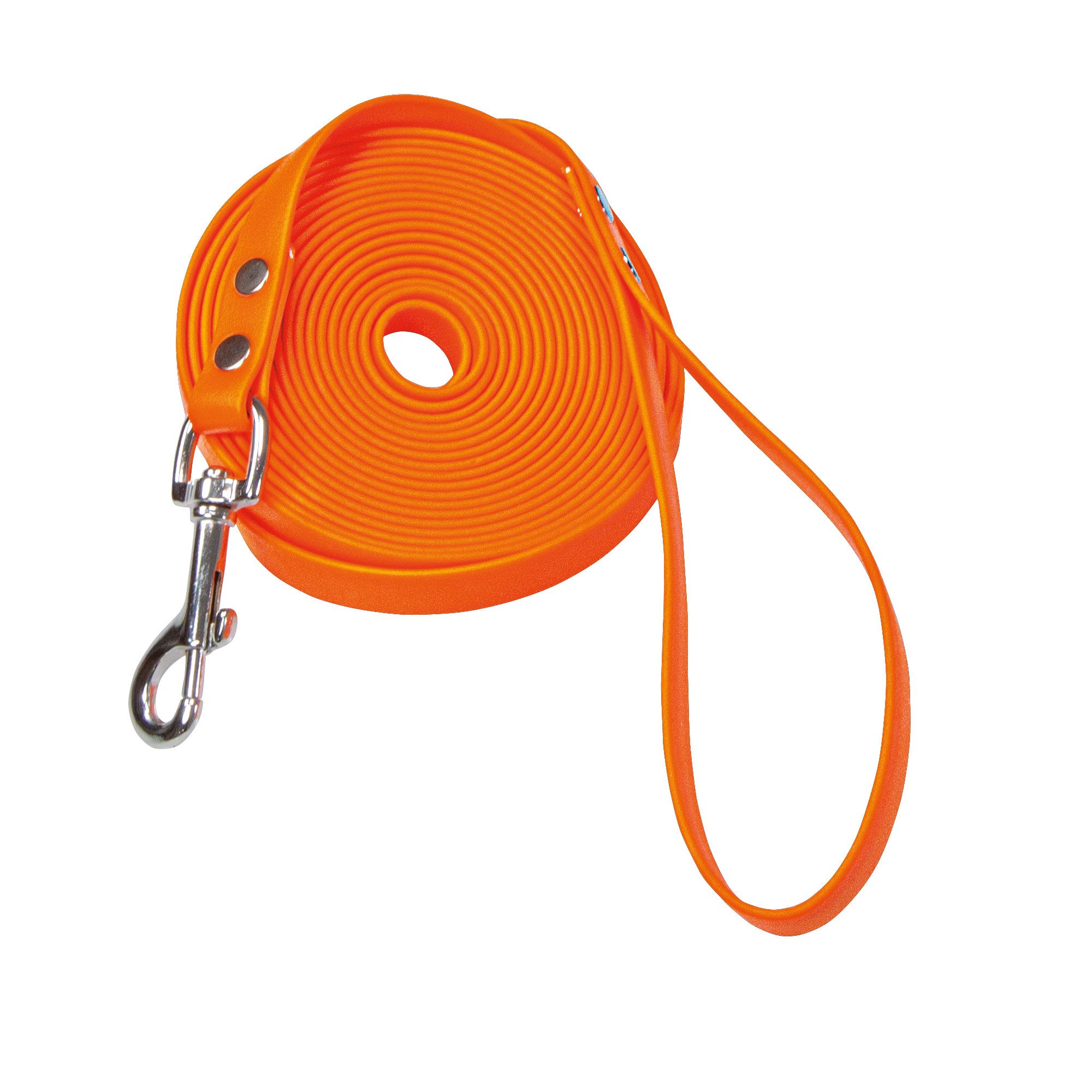 Schecker Biothane® Schleppleine orange mit Handschlaufe 5 m / 9 mm - strapazierfähig