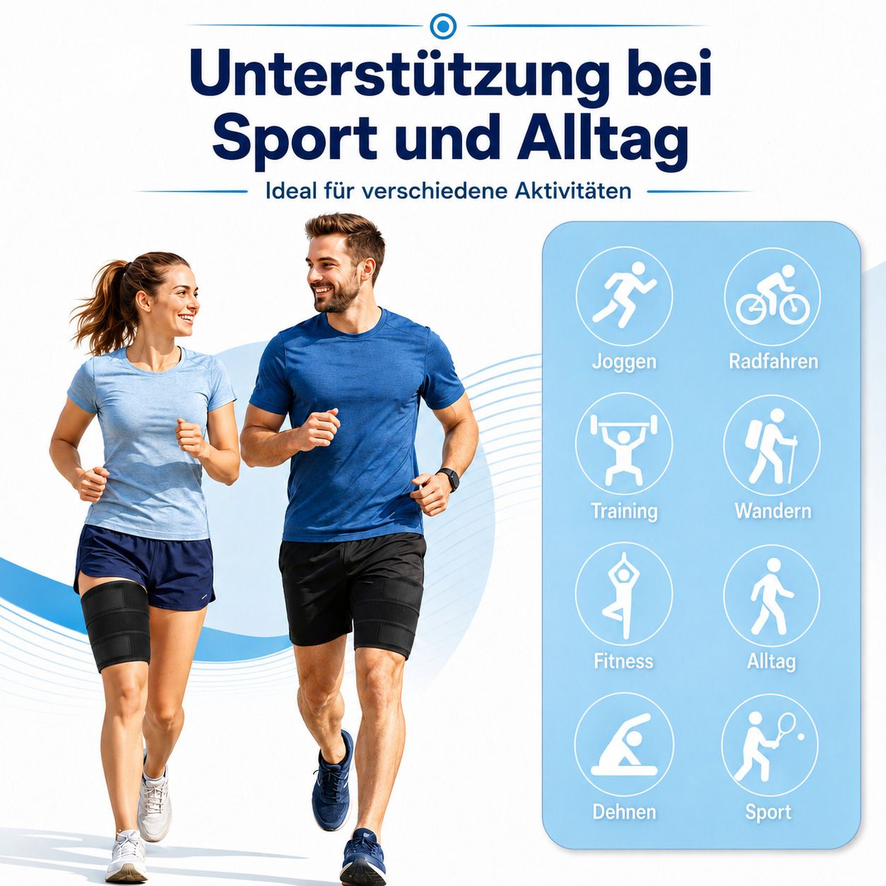 COOL-i Oberschenkel Kompressionsbandage, verstellbar, mit Anti Rutsch für Sport, Fitness & Alltag