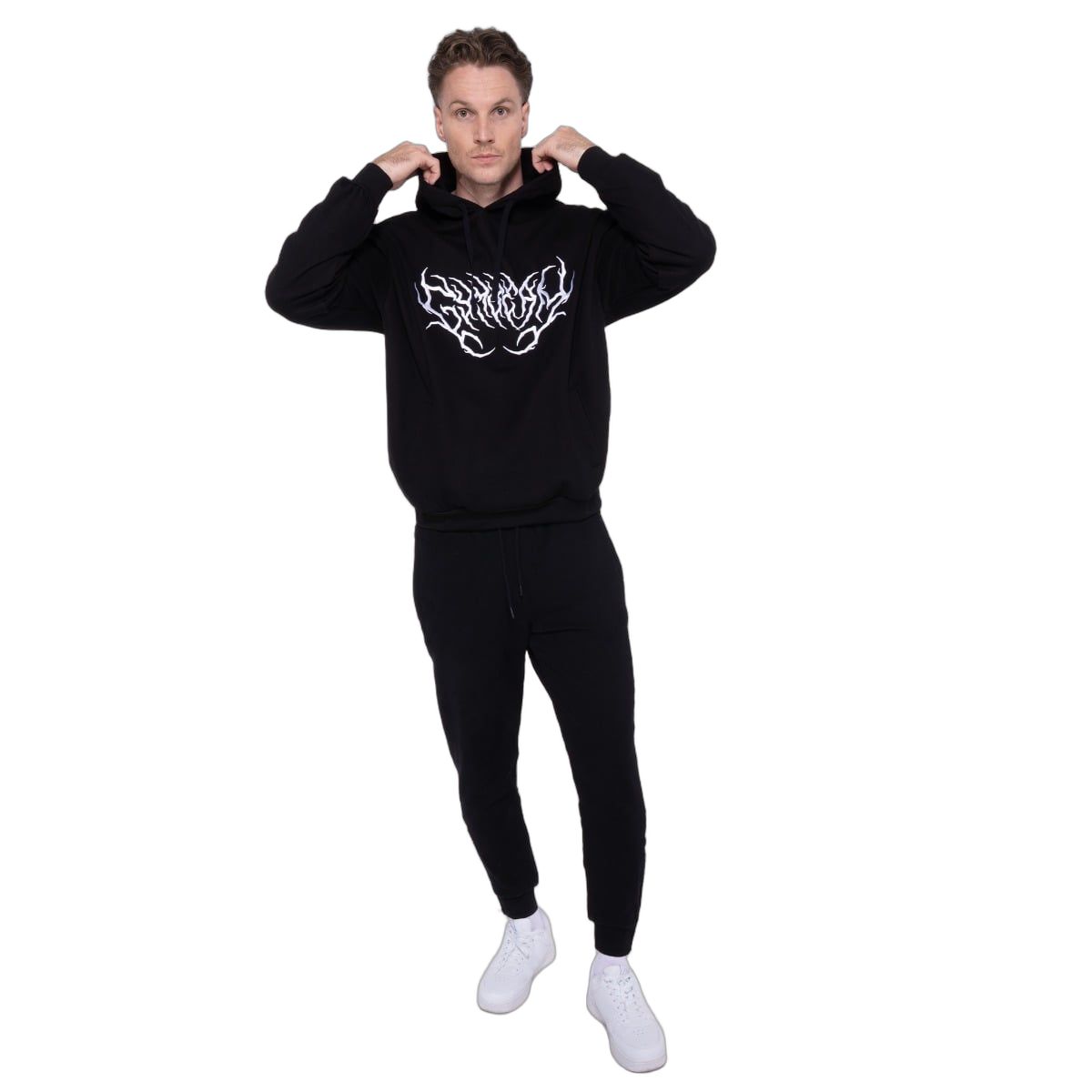GymBeam Hoodie Herren Oversized mit Kapuze und Taschen in Schwarz Thorn