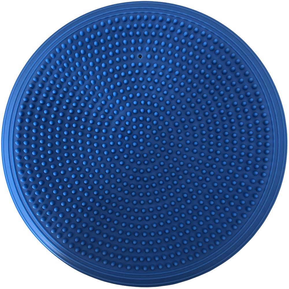 Blaues, rundes Balance-Kissen mit Noppen. Gymfit 33.