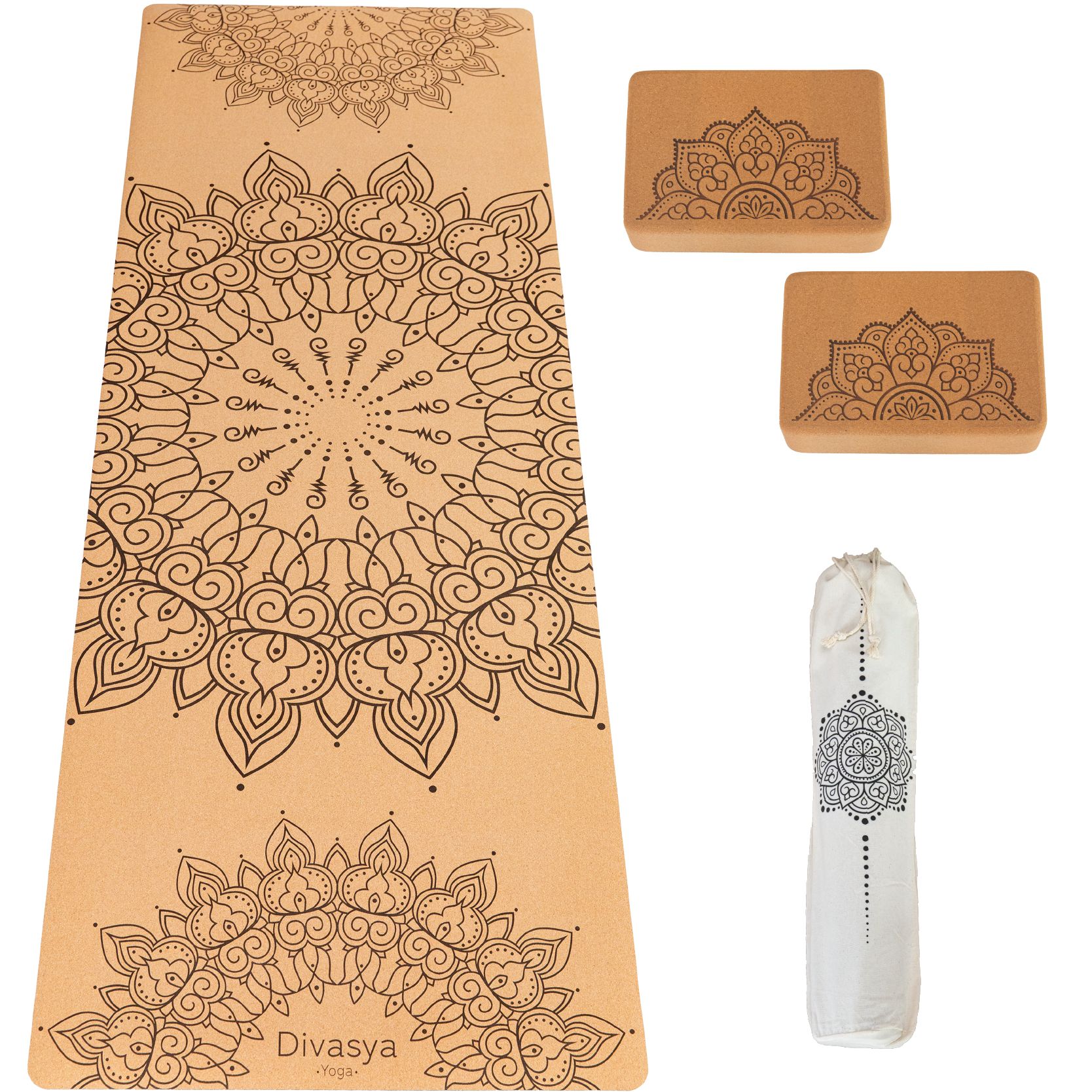 DIVASYA Kork Yogamatte Starter Set