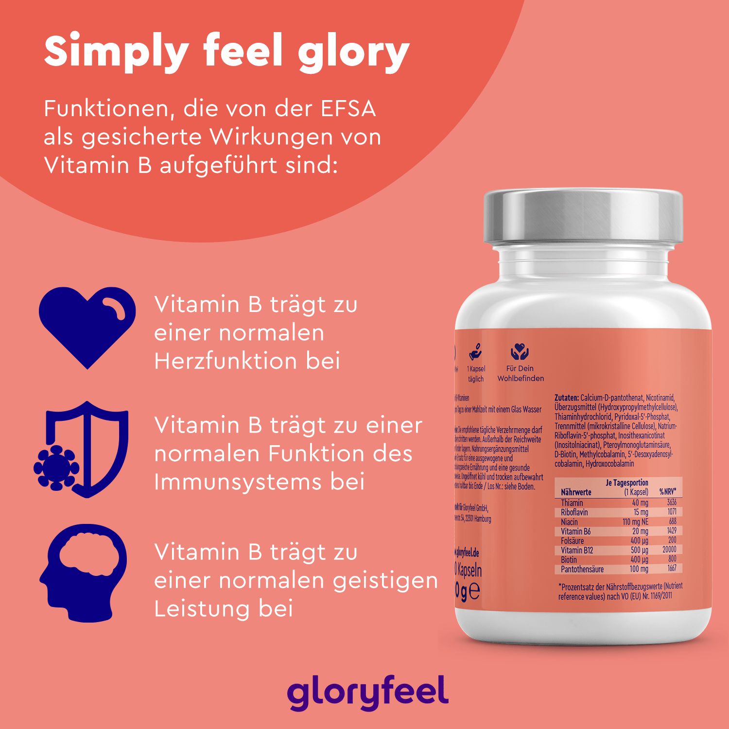 gloryfeel® Vitamin B-Komplex Kapseln