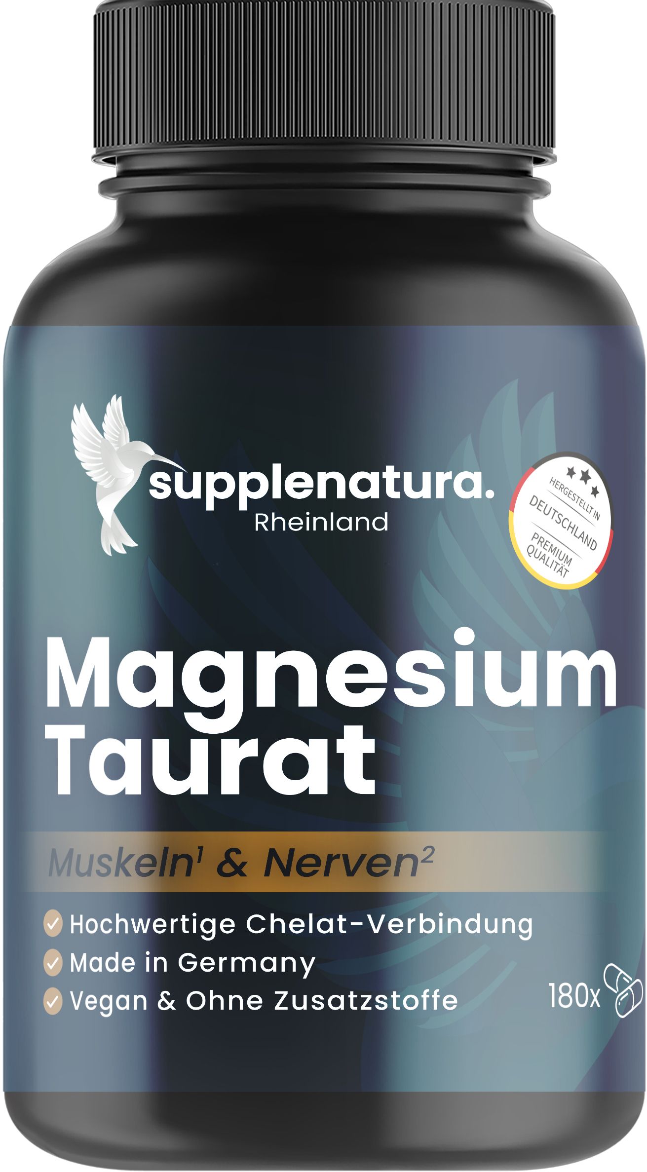supplenatura Rheinland® - Magnesium-Taurat Kapseln, 180 Stück, 192 mg Magnesium Taurate St Kapseln