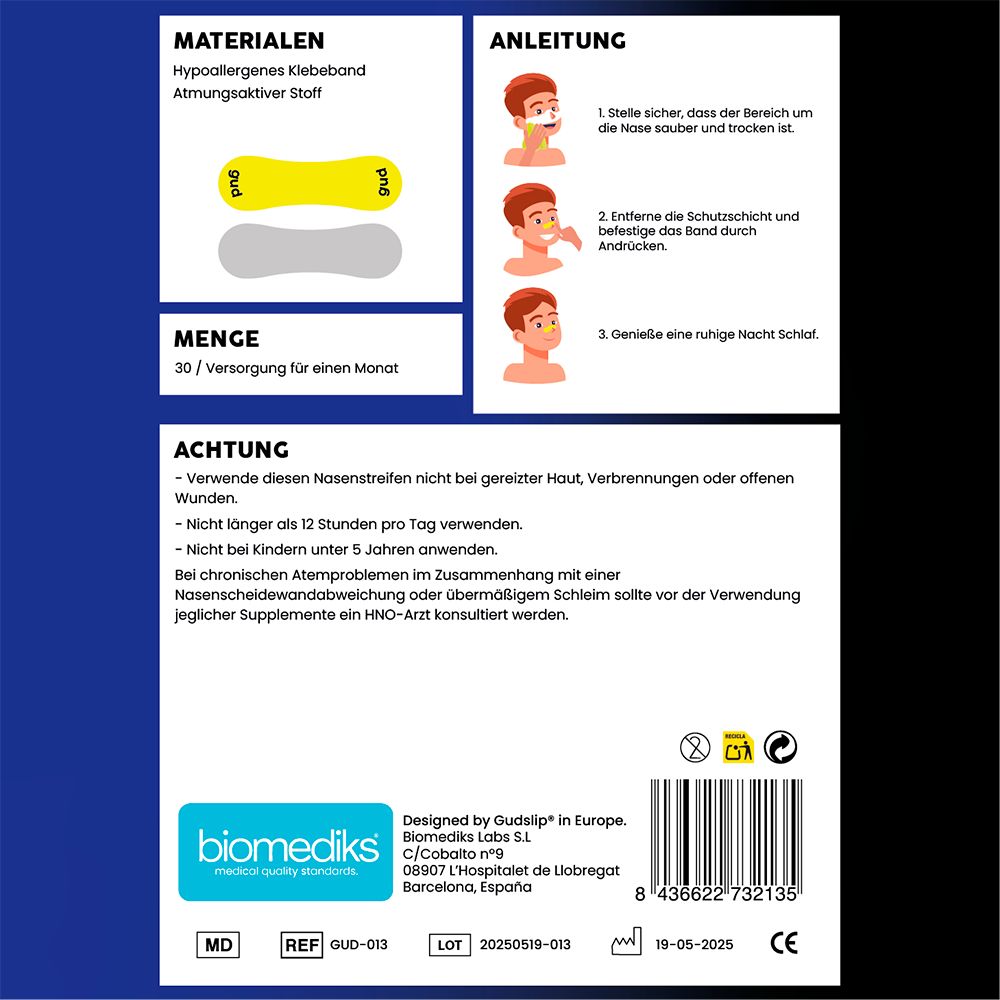 gudsport® Nasenpflaster Sport, Monatspackung gelb