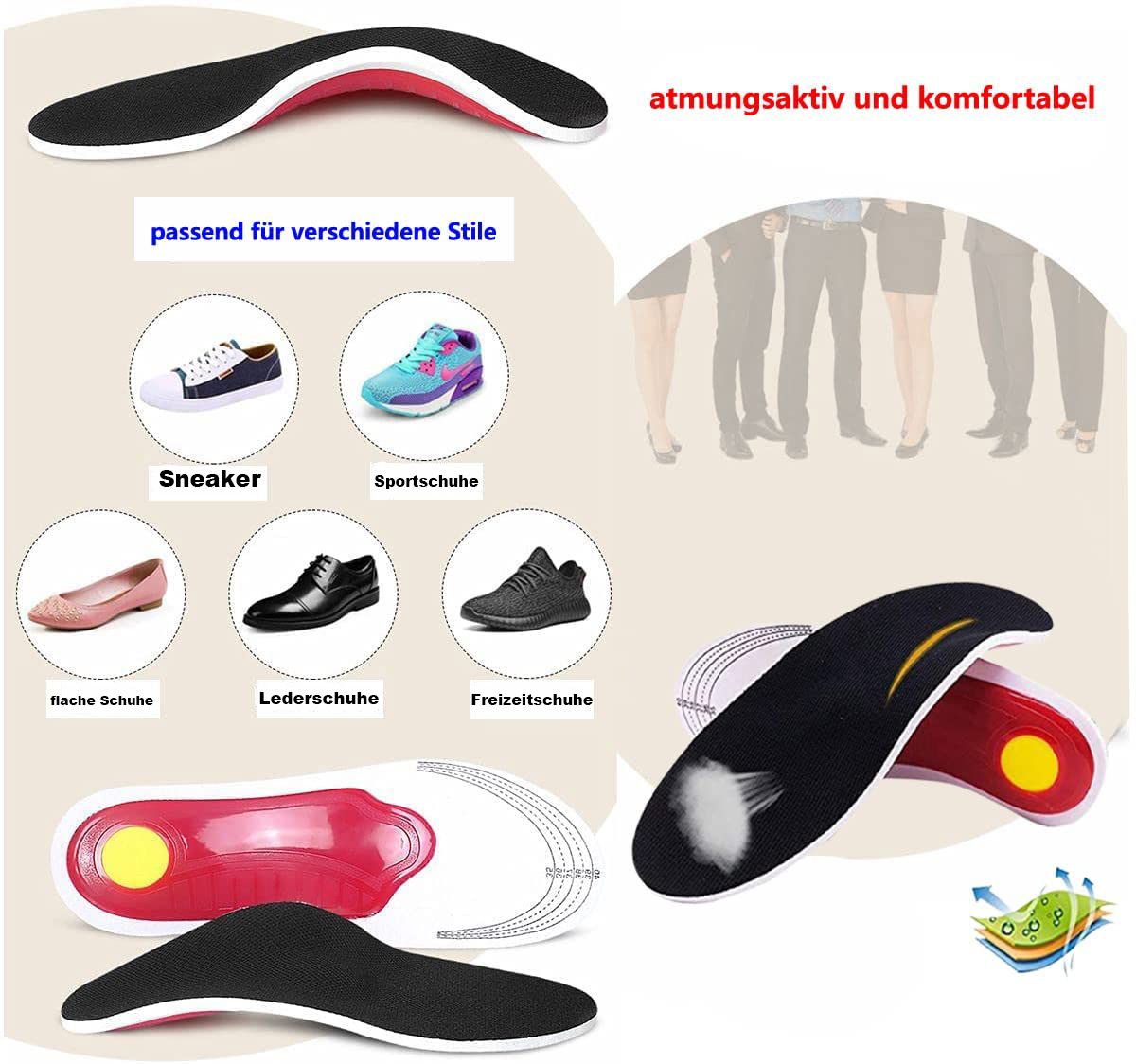 COOL-i Orthopädische 3D Einlegesohlen mit Fußgewölbestütze,bei Plattfuß, Fersensporn & Fußschmerzen