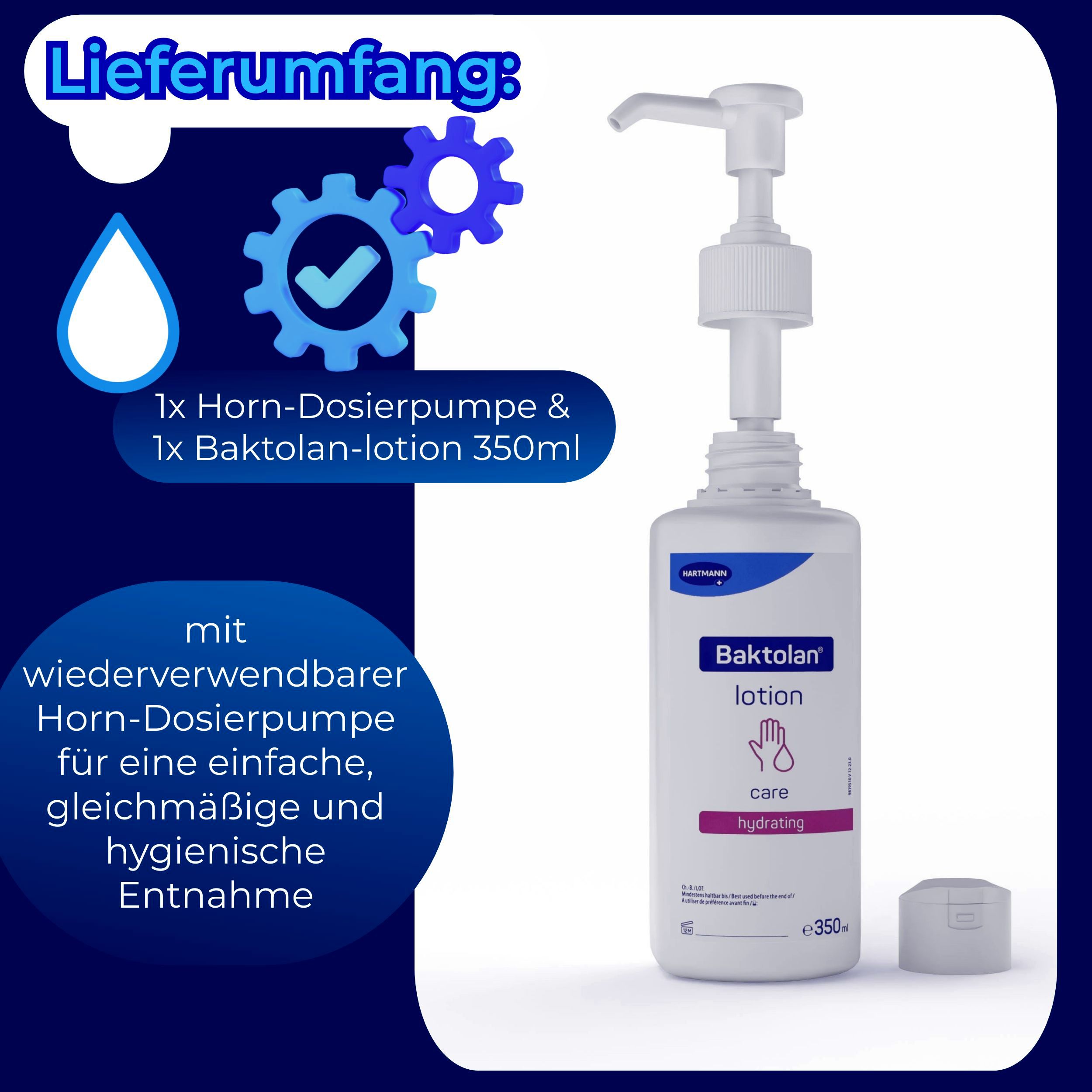 Horn Medical Dosierpumpe mit Öl-in-Wasser Hautpflege Baktolan lotion