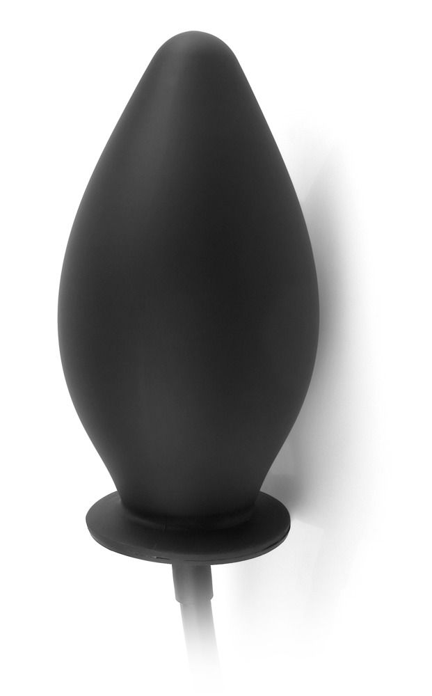 Schwarzer, konischer Analplug mit Basis. Der Plug ist auf weißem Hintergrund abgebildet.