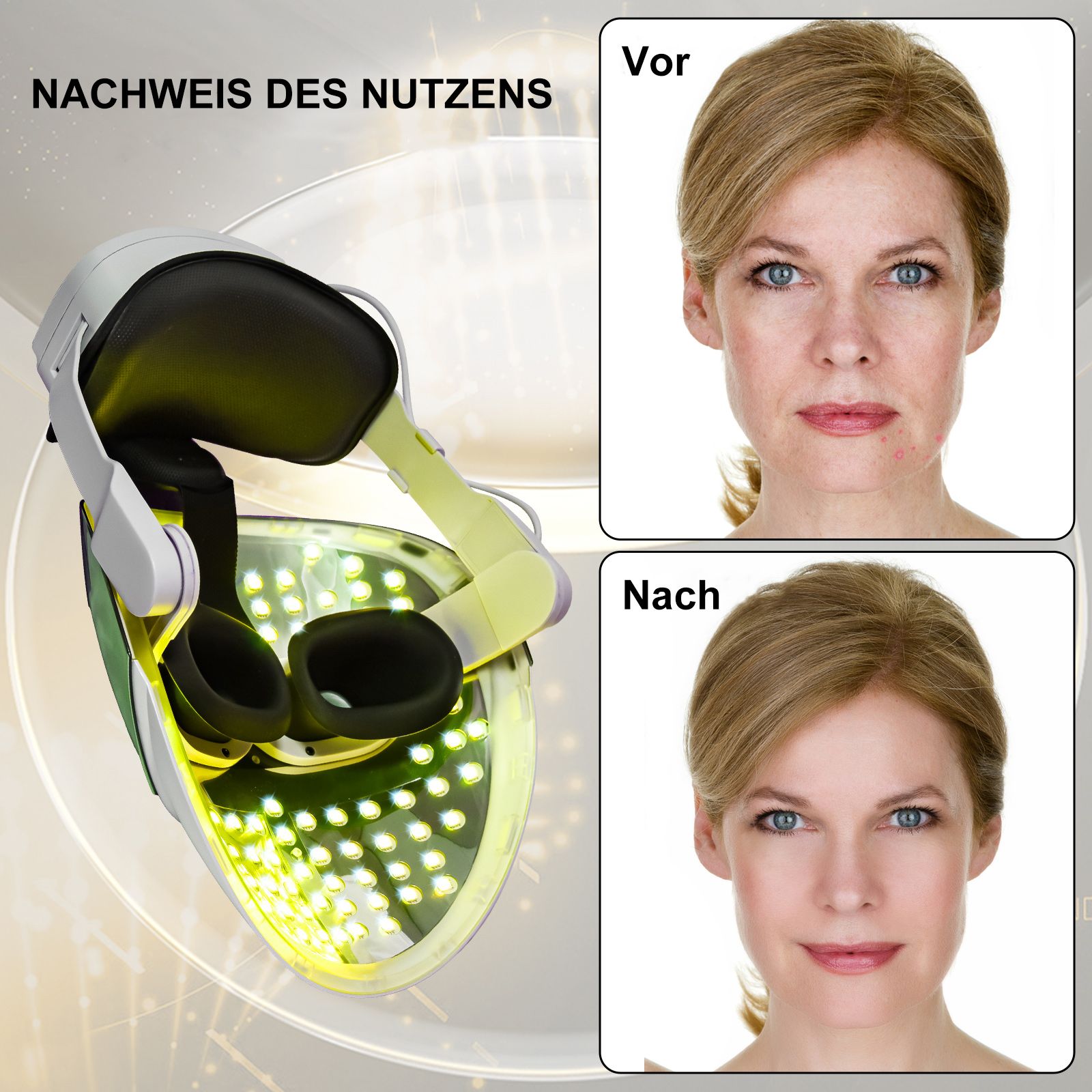 COOL-i LED Maske,kabellos, 8 Farben & Infrarot, mit Timer & Sprachfunktion für Hautpflege