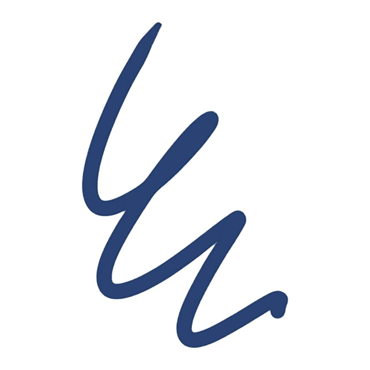 Blaue, geschwungene Linie auf weißem Hintergrund. Keine weiteren Details.
