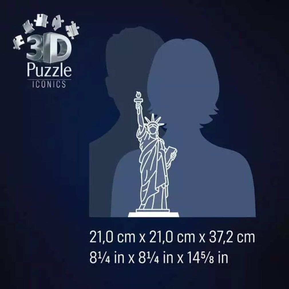 3D Puzzle Iconics: Freiheitsstatue - Mit Licht (108 Teile)