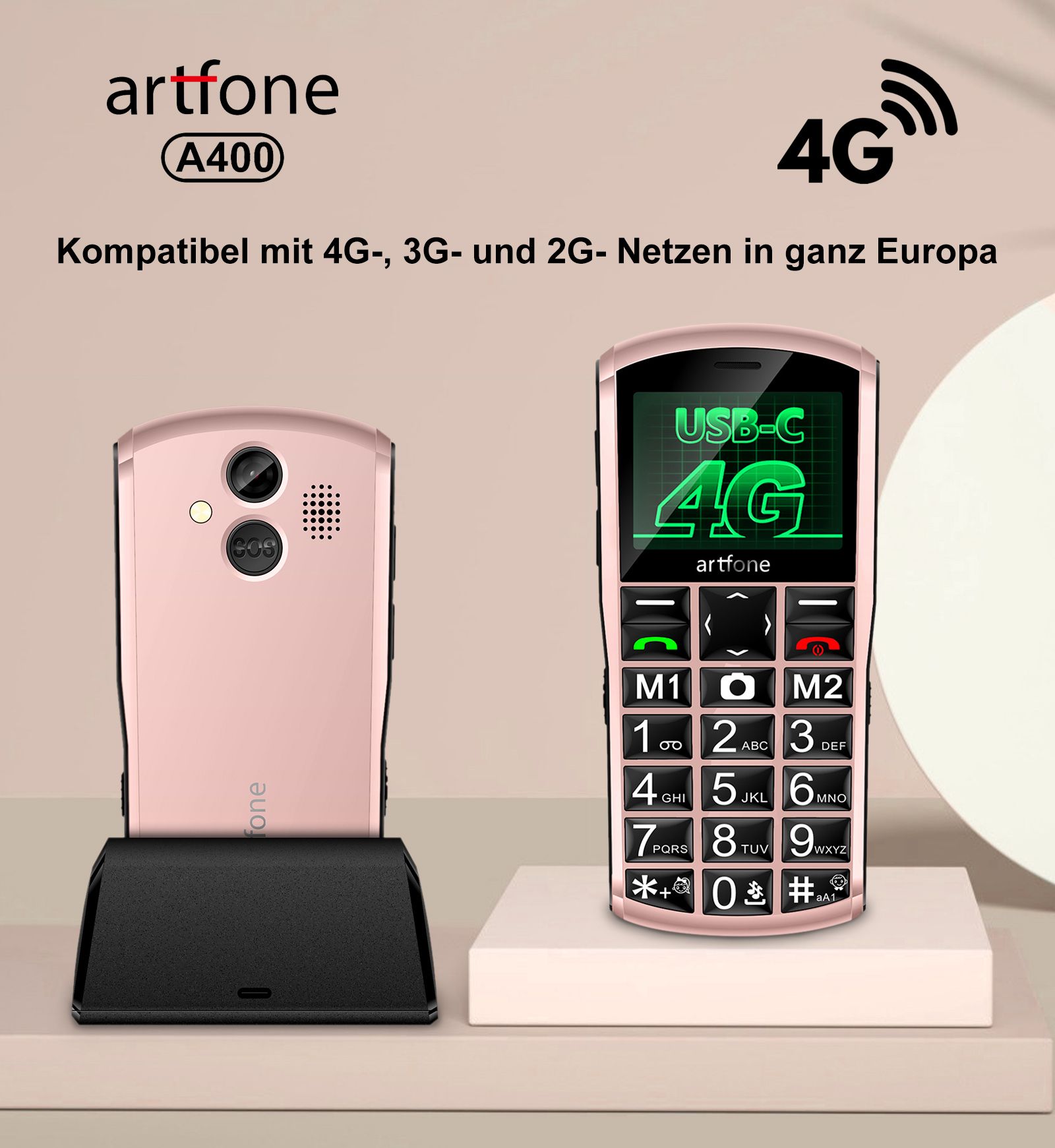 artfone Seniorenhandy A400 Dual Sim mit Notruftaste