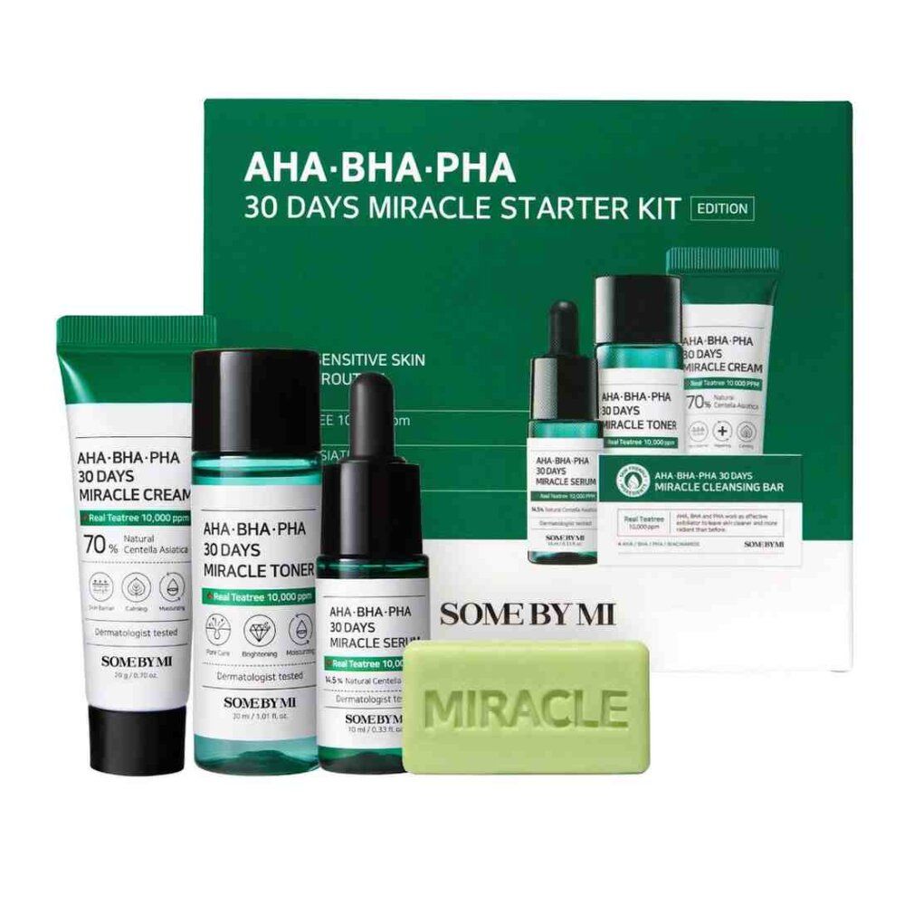 SOME BY MI AHA-BHA-PHA 30 Days Miracle Starter Kit mit Toner, Serum, Creme und Seife.