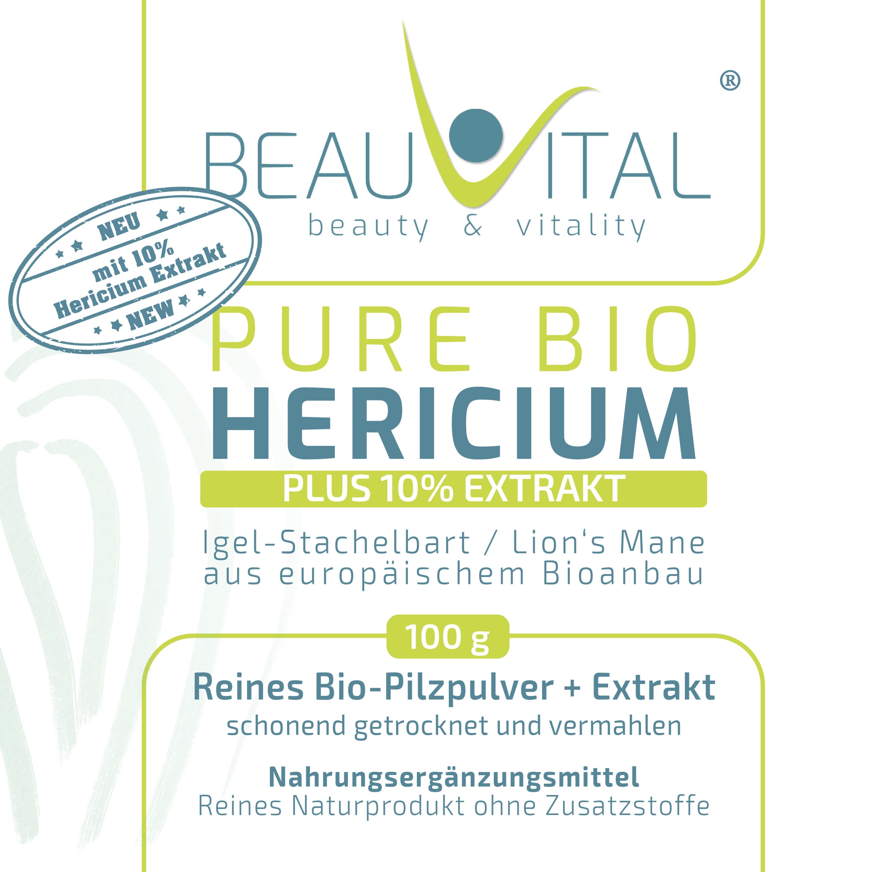 BEAUVITAL® Pure Bio Hericium Pulver mit 10% Lions Mane Extrakt