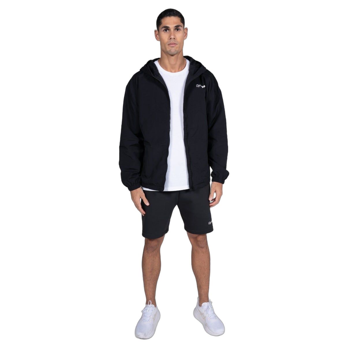 GymBeam Jacke Herren loose mit Kapuze und Reißverschluss in Schwarz